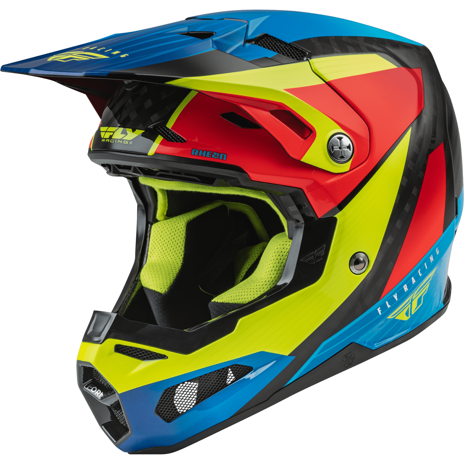 FLY RACING YOUTH FORMULA CRB PRIME HELMET HI-VIS/BLUE/RED YL