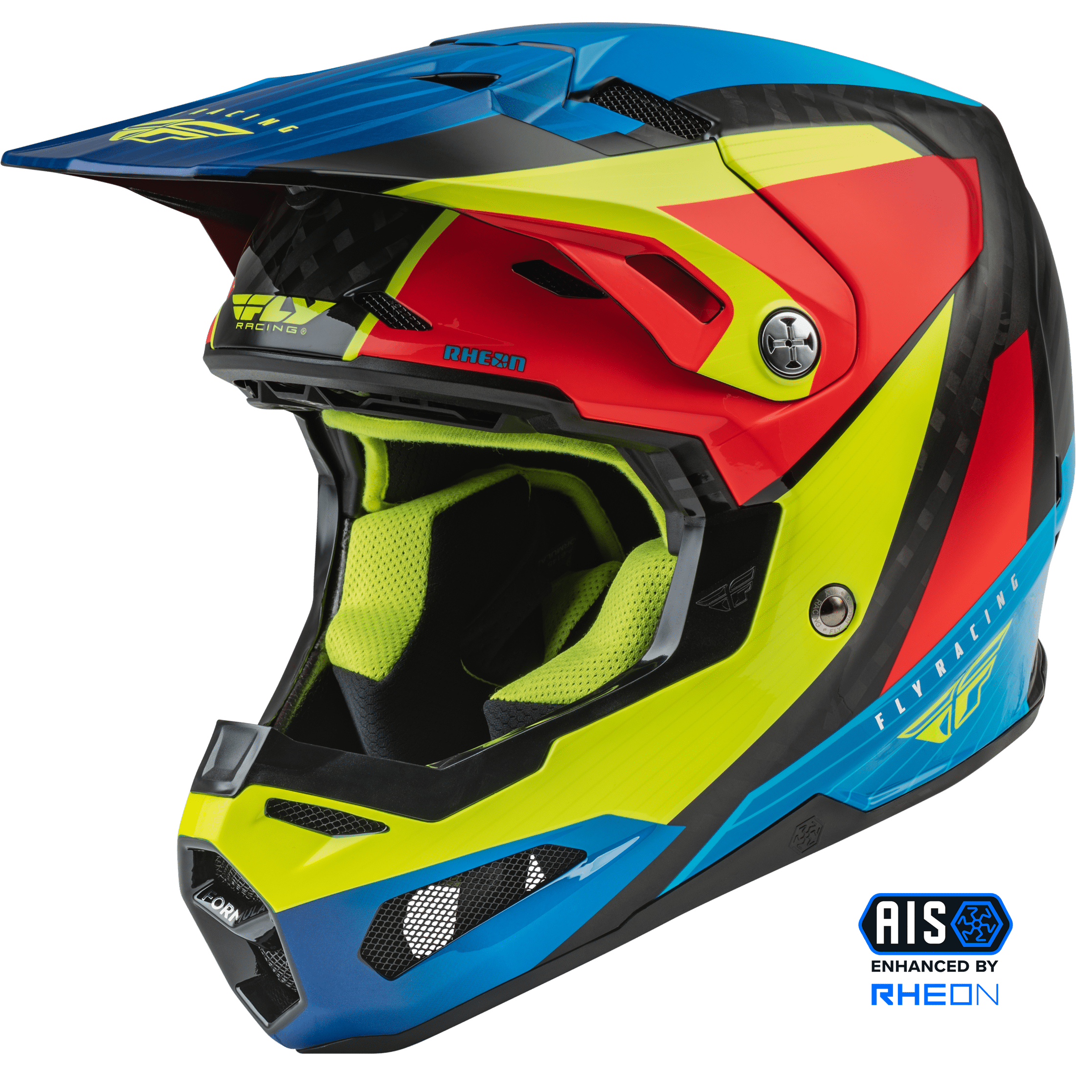 FLY RACING FORMULA CARBON PRIME HELMET HI-VIS/BLUE/RED XS