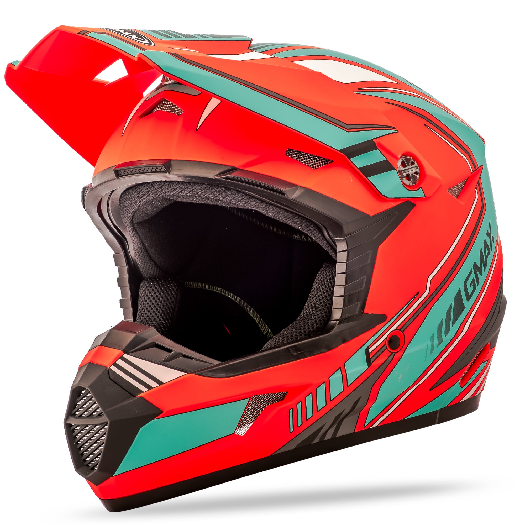 GMAX MX-46 OFF-ROAD UNCLE HELMET MATTE ORANGE/TEAL 2X