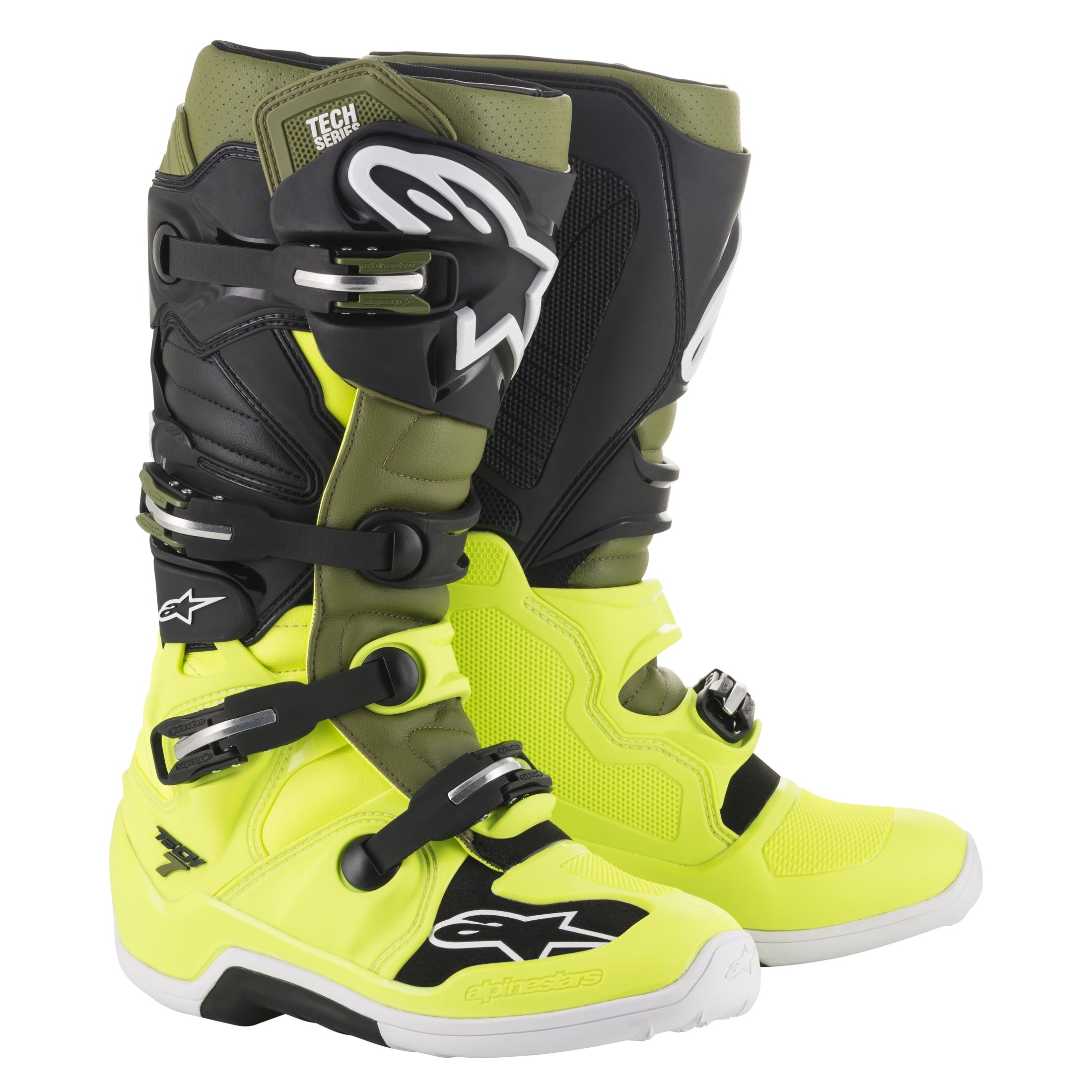 ALPINESTARS TECH 7 BOOTS YELLOW/MILITARY/BLACK SZ 07