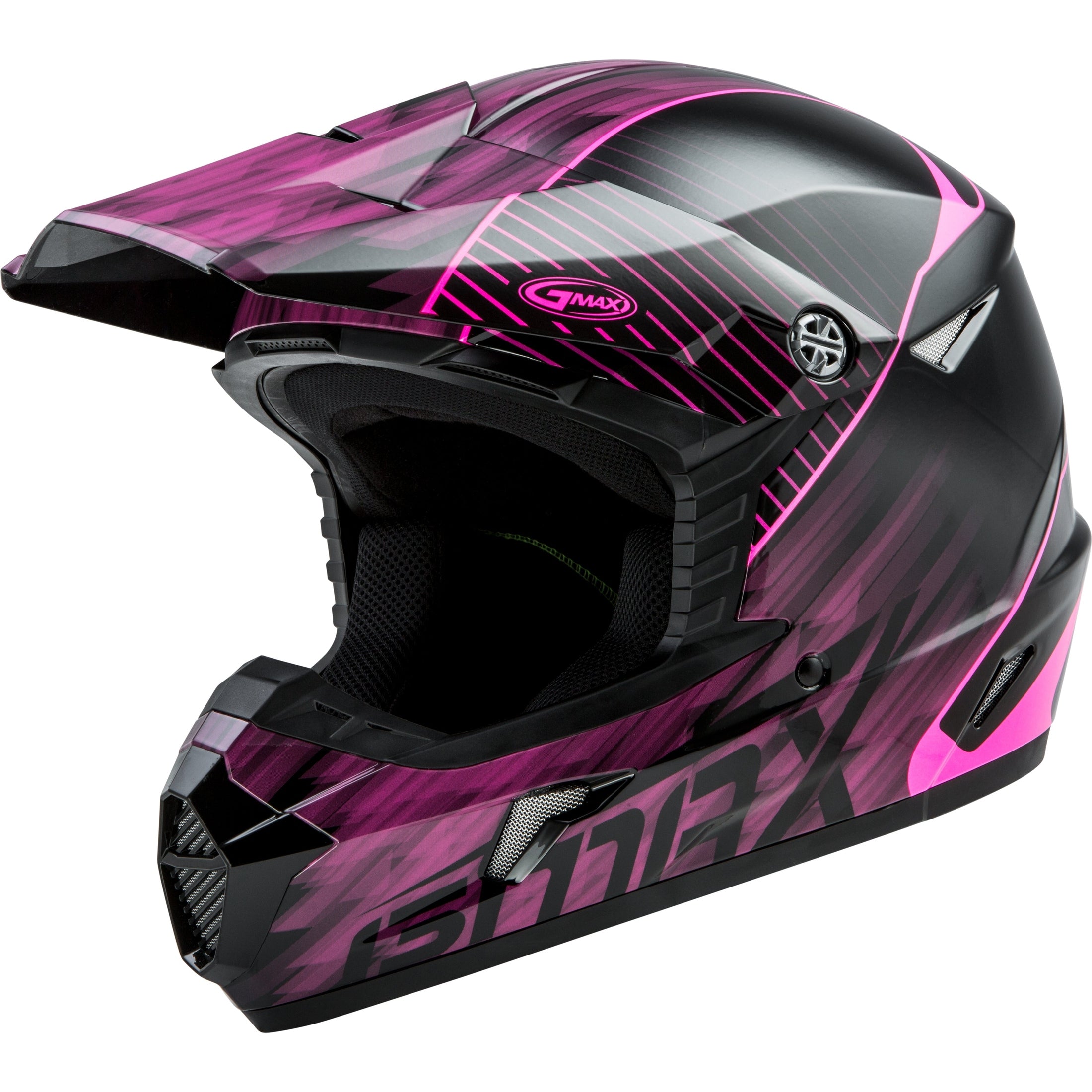 GMAX YOUTH MX-46Y OFF-ROAD COLFAX HELMET BLACK/HI-VIS PINK YM