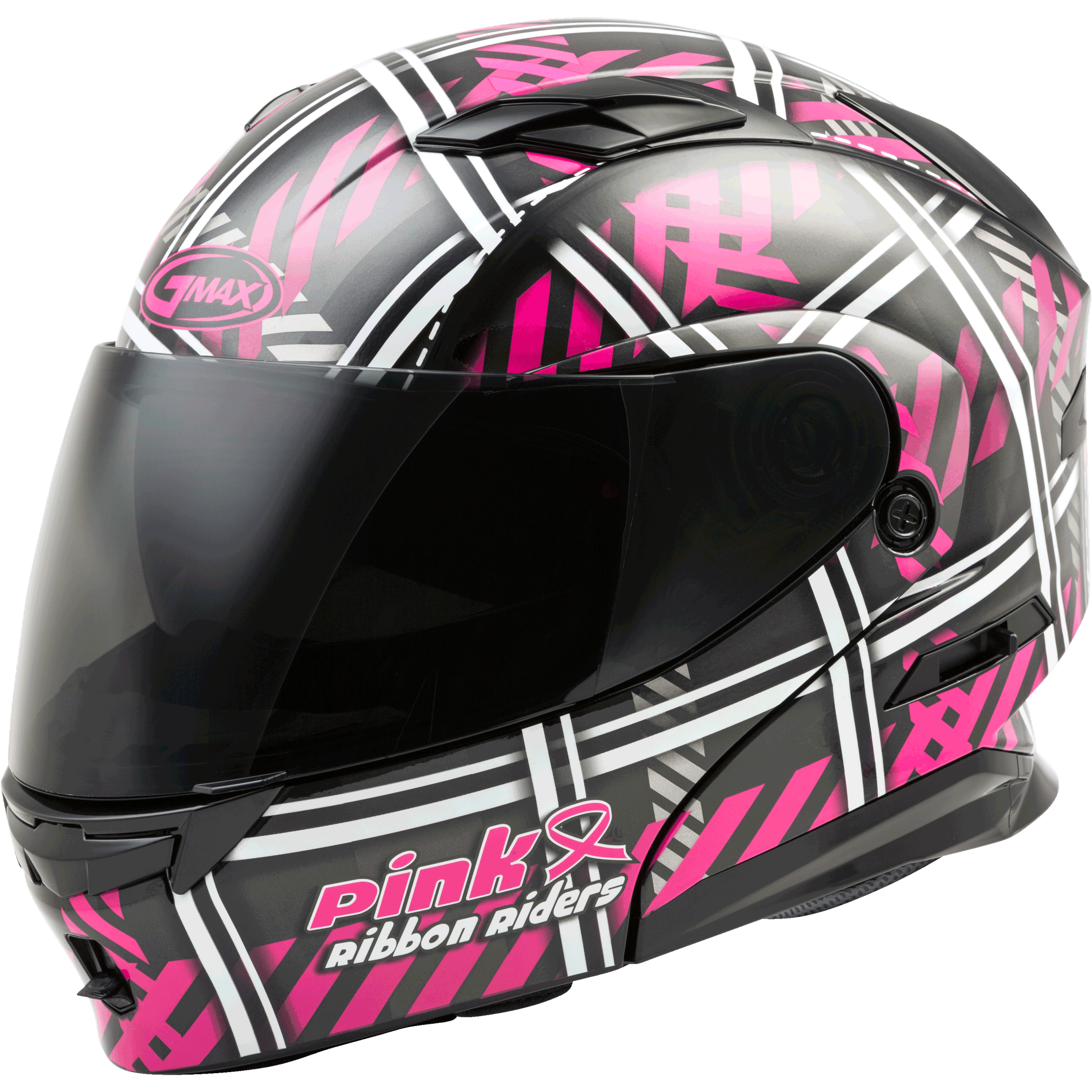 GMAX MD-01 PINK RIBBON RIDERS HELMET BLACK/PINK MD