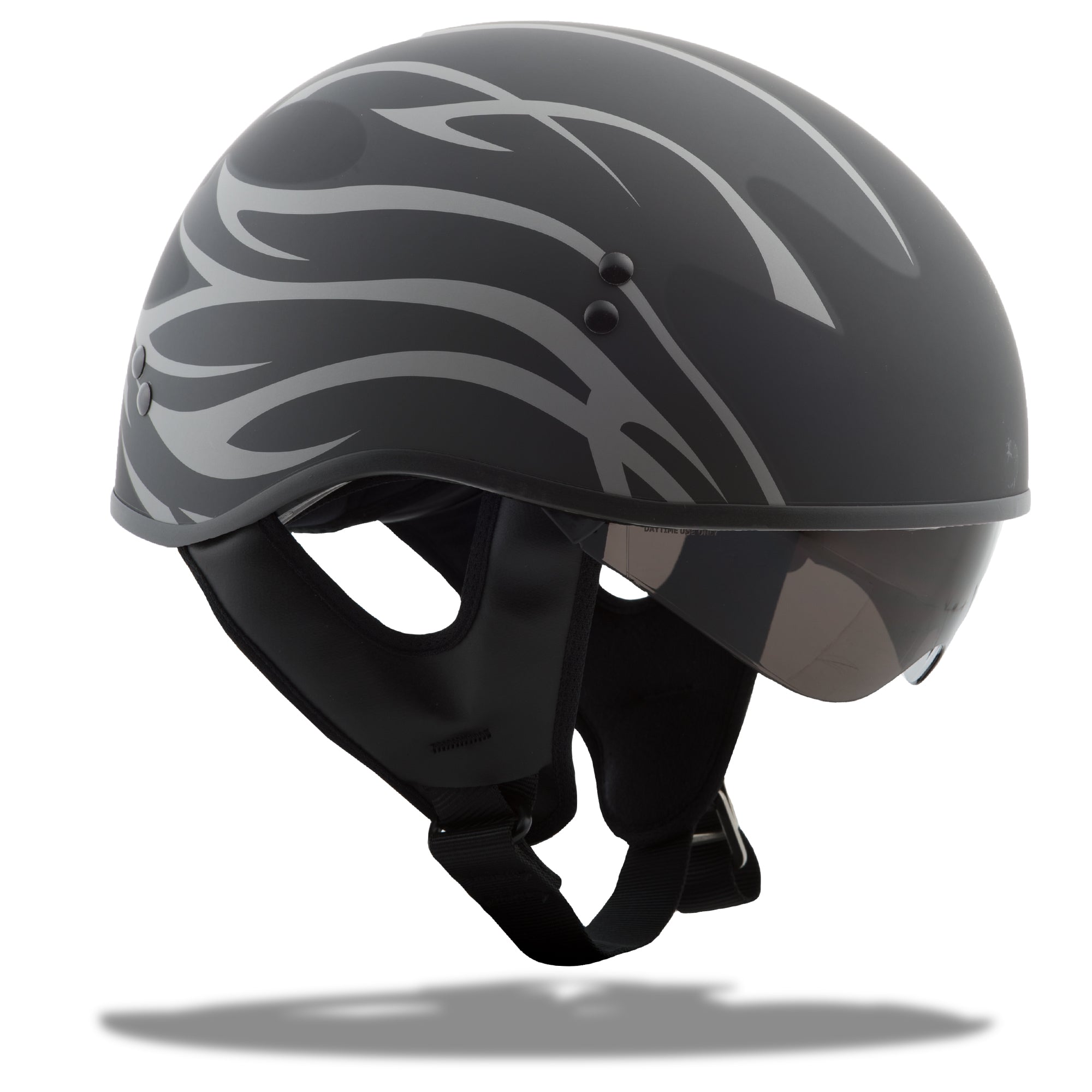 GMAX GM-65 HALF HELMET GRIT NAKED MATTE BLACK/SILVER MD