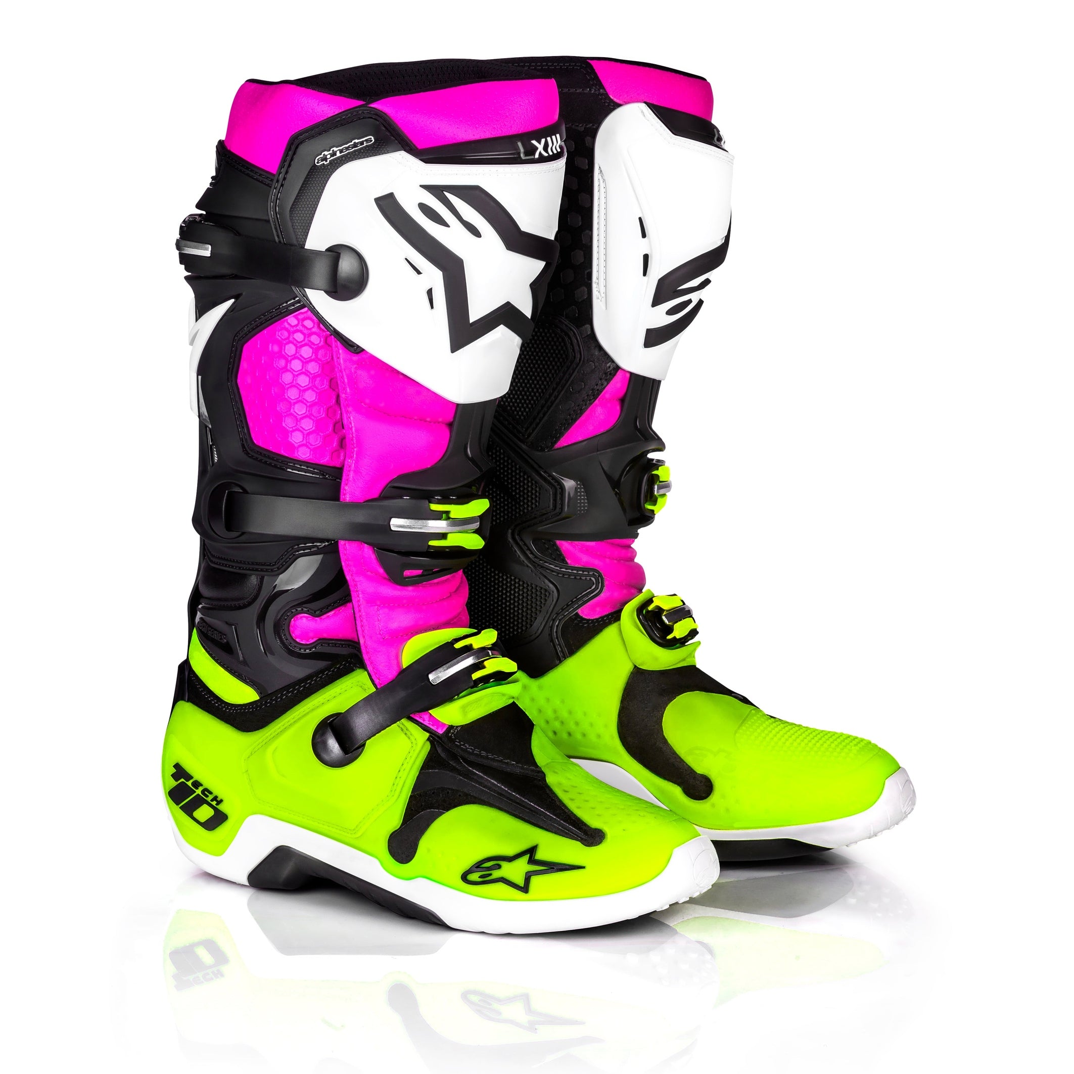 ALPINESTARS LE RADIANT TECH 10 BOOTS BLACK/WHITE/PINK SZ 09