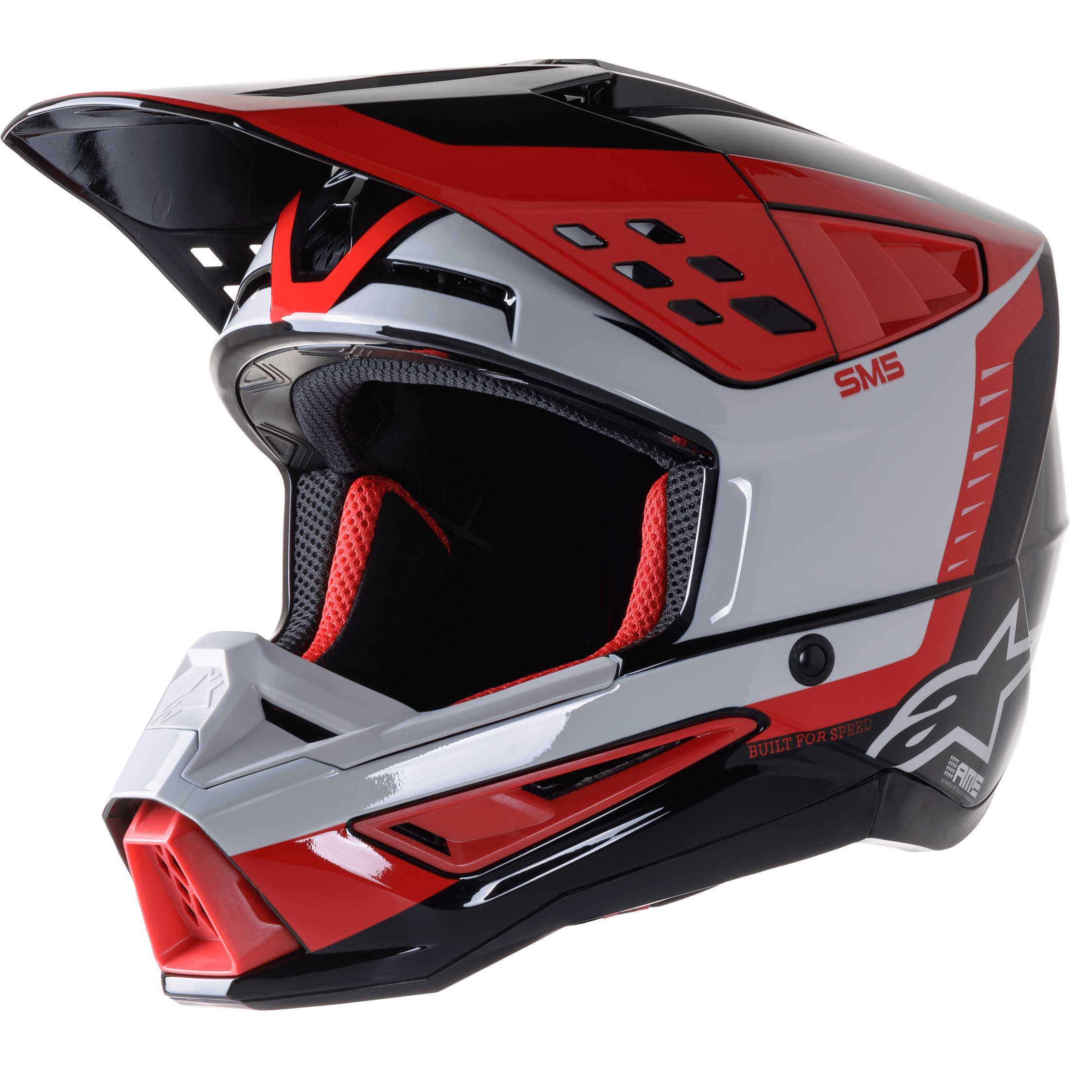 ALPINESTARS S-M5 BEAM HELMET BLACK/GREY/RED GLOSSY MD