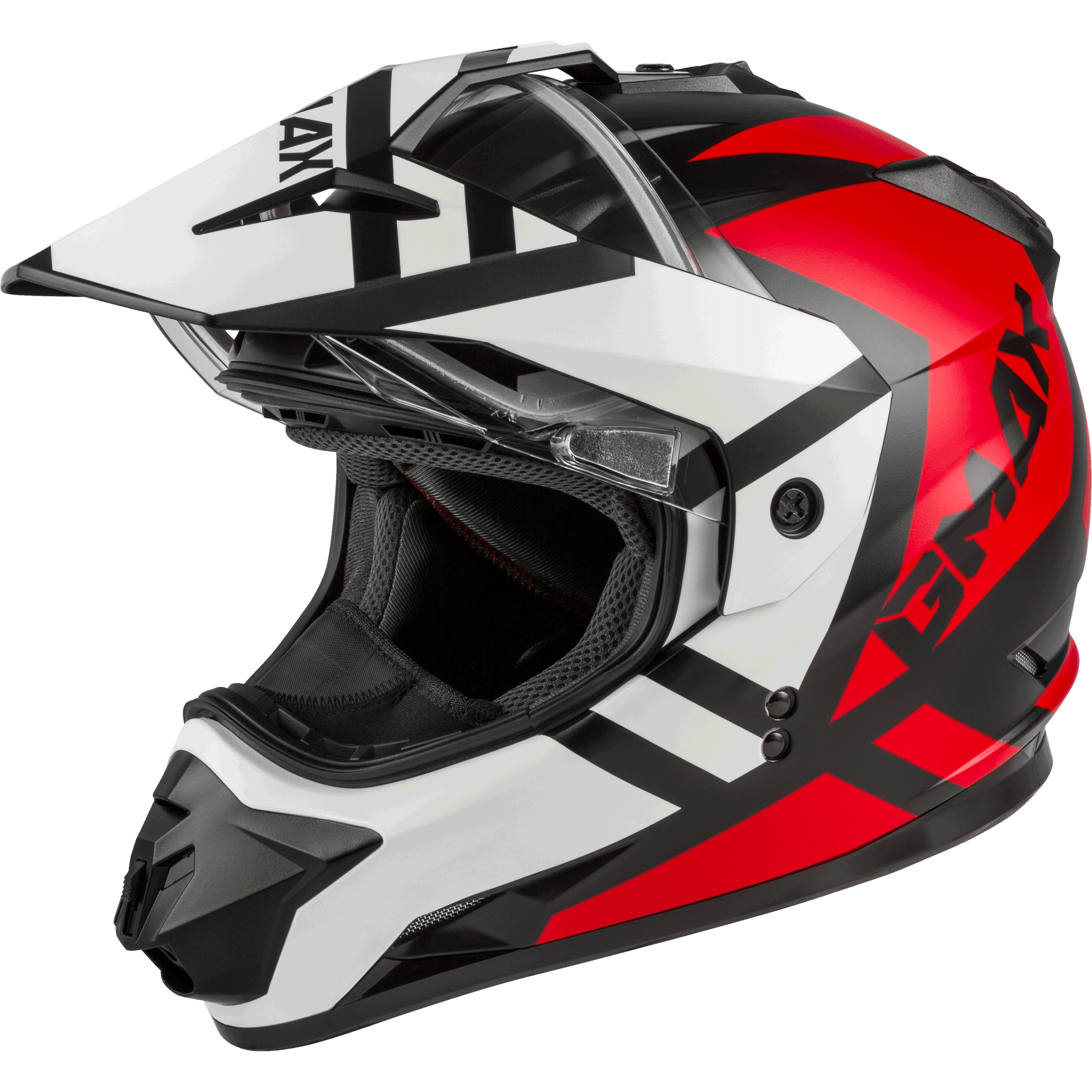 GMAX GM-11S DUAL-SPORT TRAPPER SNOW HELMET MATTE BLK/RED/WHITE MD