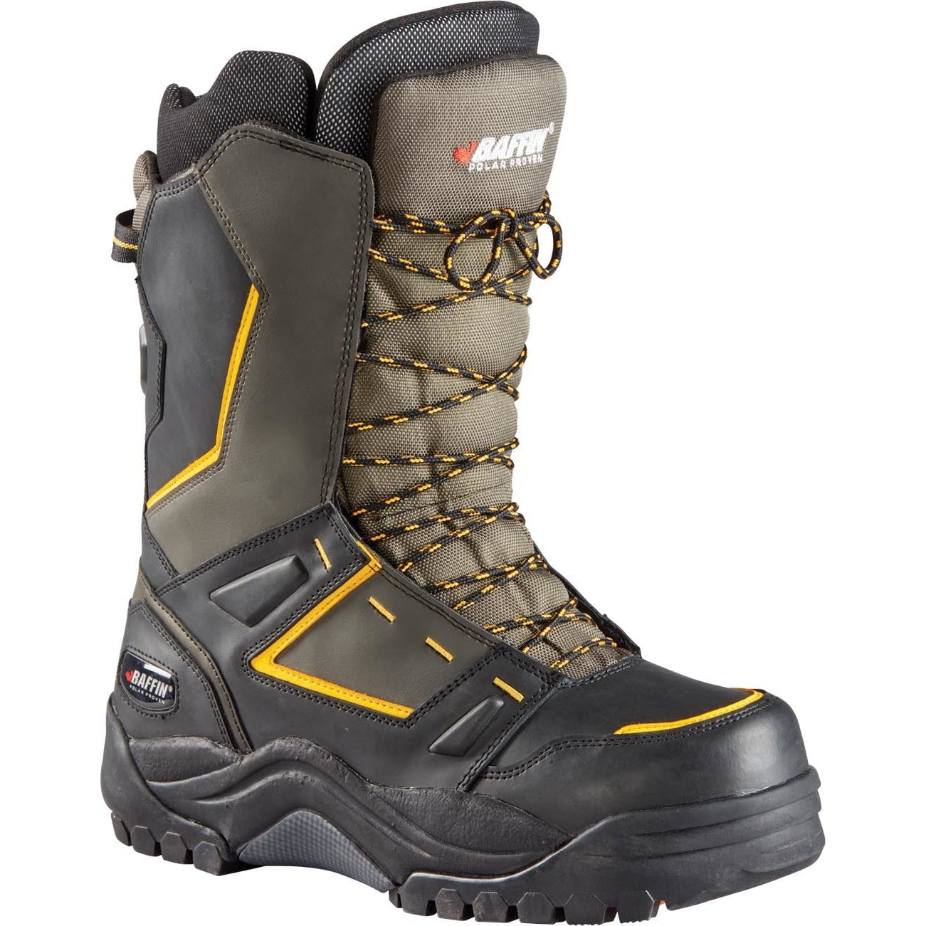 BAFFIN POWDER BOOTS CHARCOAL/YELLOW SZ 09