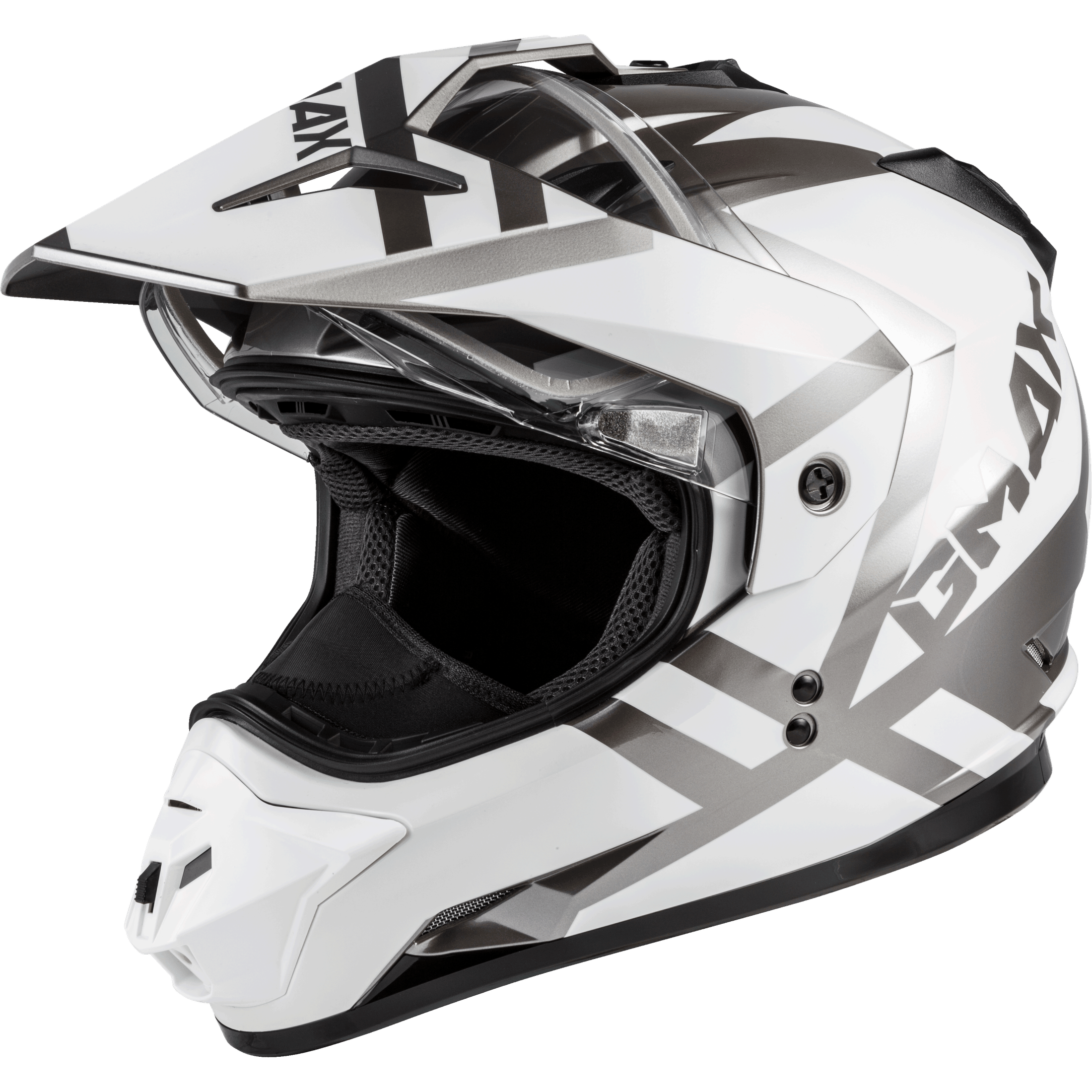 GMAX GM-11S DUAL-SPORT TRAPPER SNOW HELMET WHITE/SILVER MD