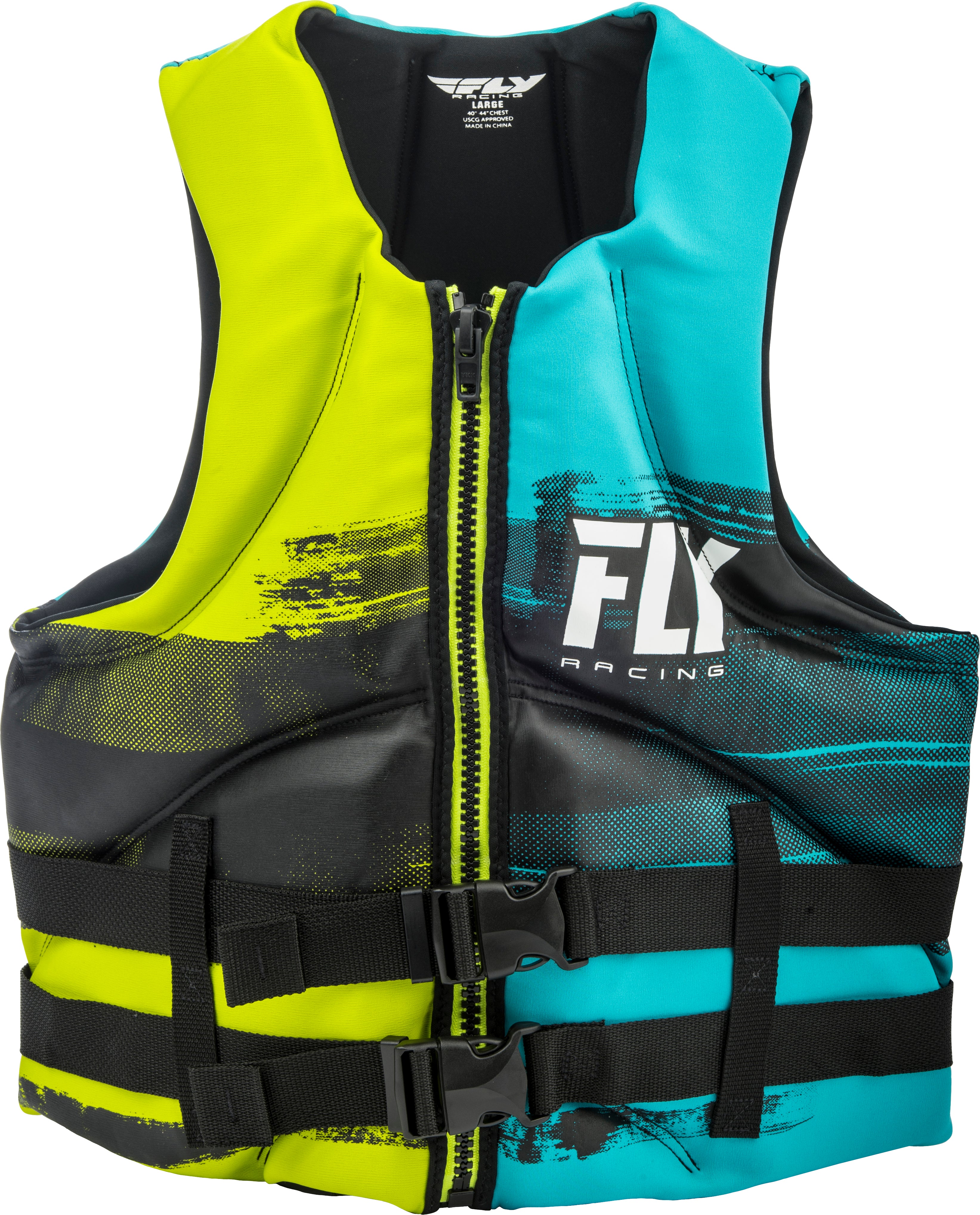 FLY RACING MENS NEOPRENE LIFE JACKET AQUA/LIME/BLACK XS