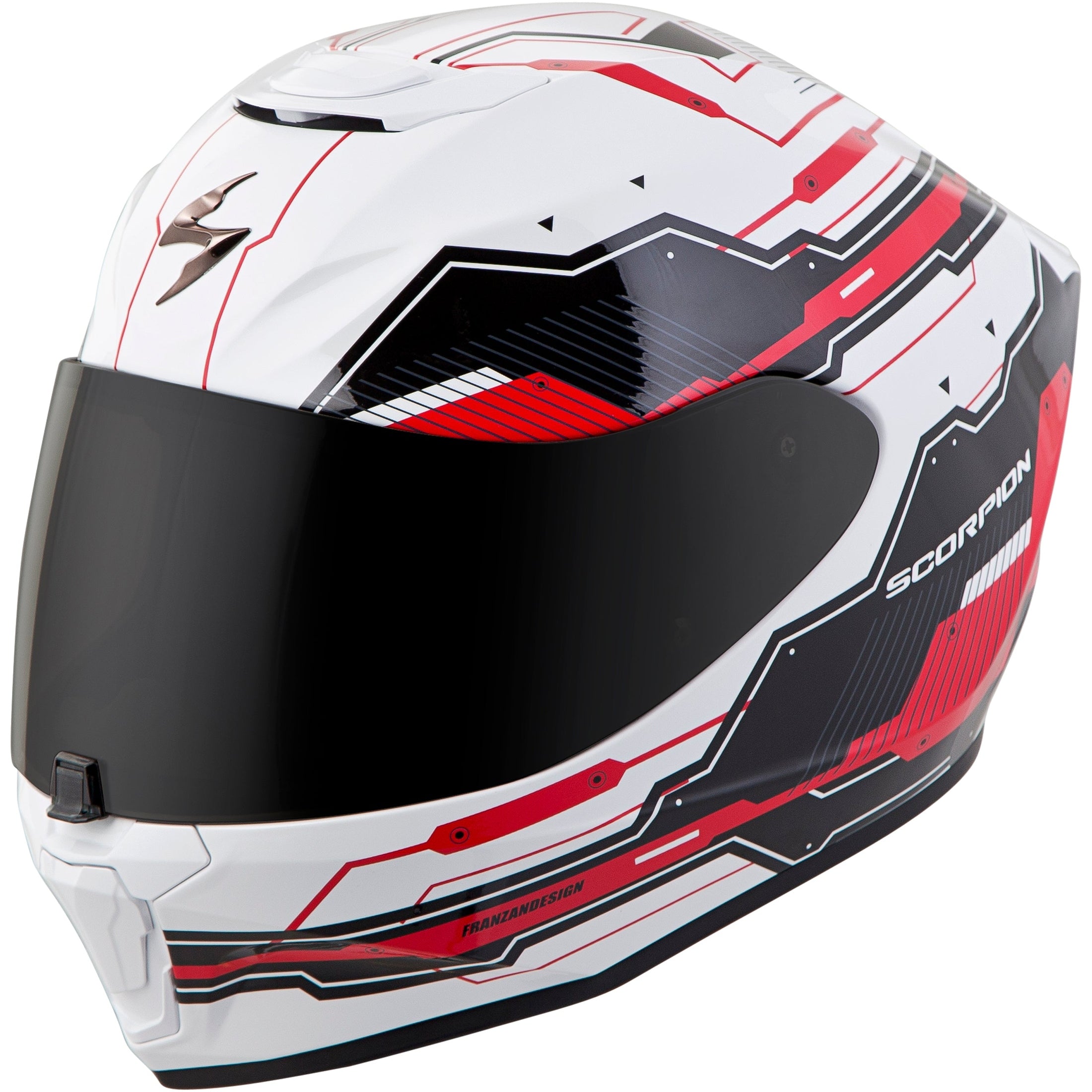 SCORPION EXO EXO-R420 FULL-FACE HELMET TECHNO WHITE/RED MD
