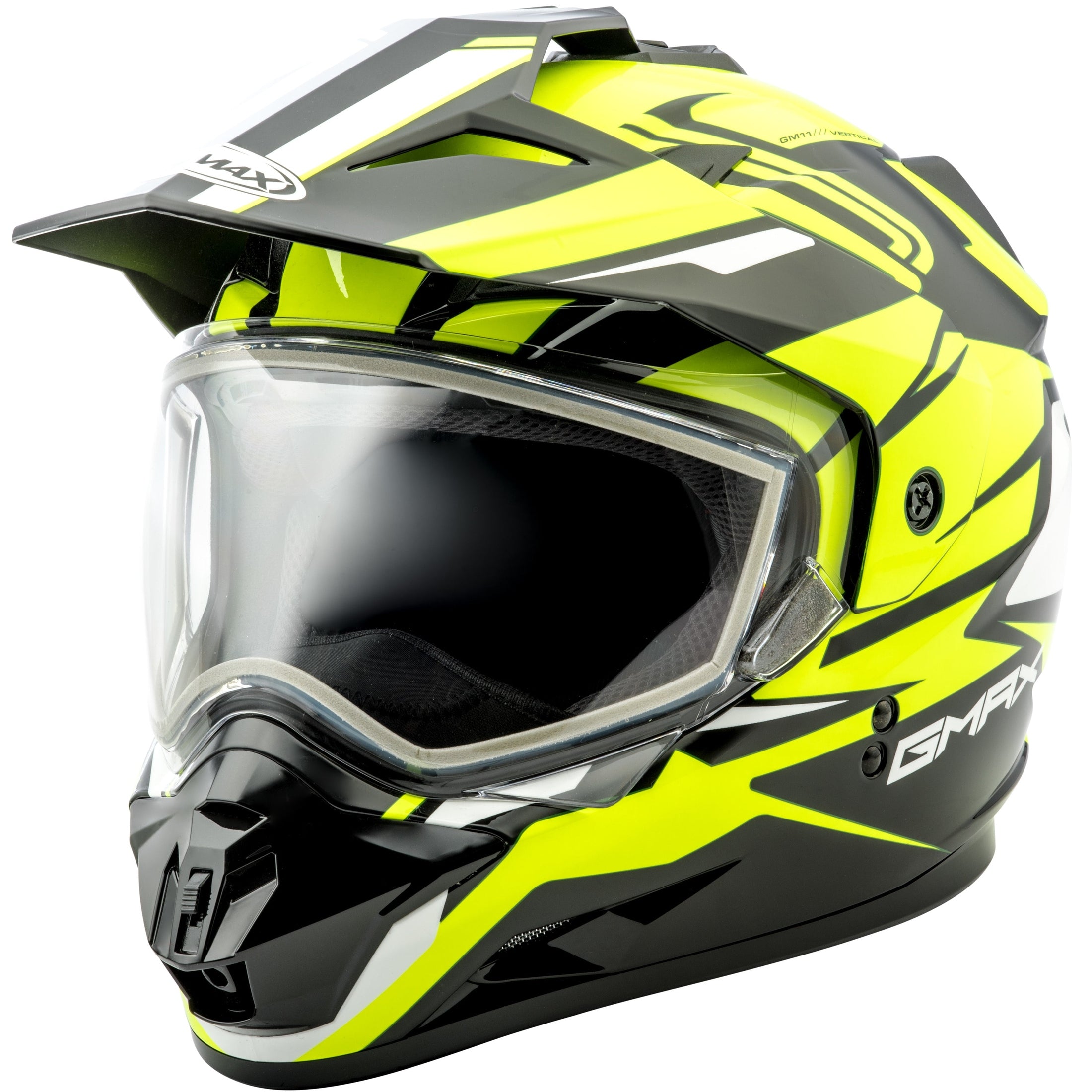 GMAX GM-11 DUAL-SPORT VERTICAL SNOW HELMET BLACK/HI-VIS MD