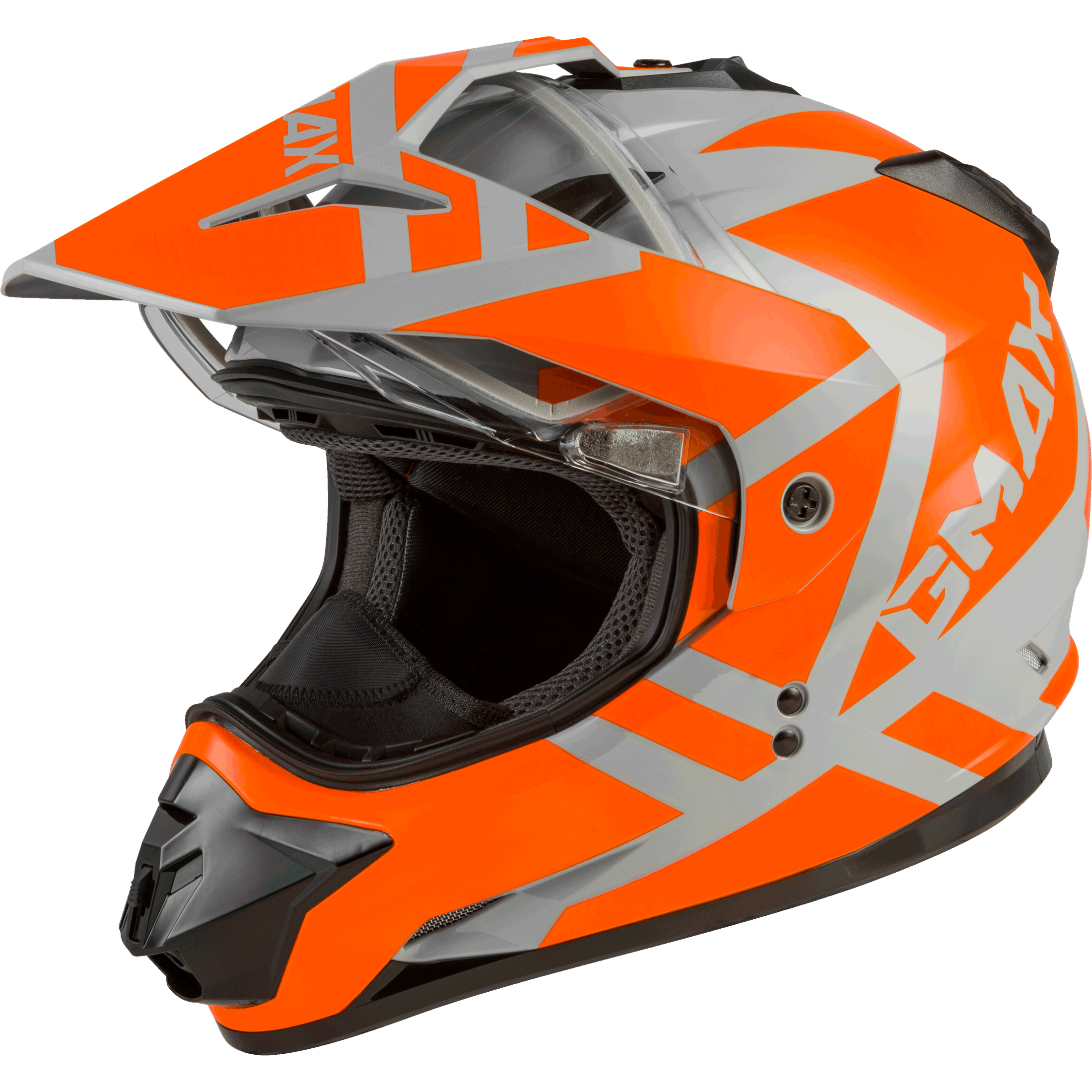 GMAX GM-11S DUAL-SPORT TRAPPER SNOW HELMET GREY/ORANGE SM