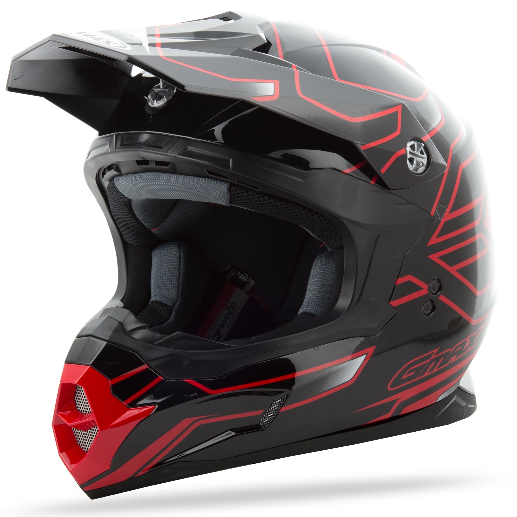 GMAX MX-86 OFF-ROAD STEP HELMET BLACK/BLACK/RED SM