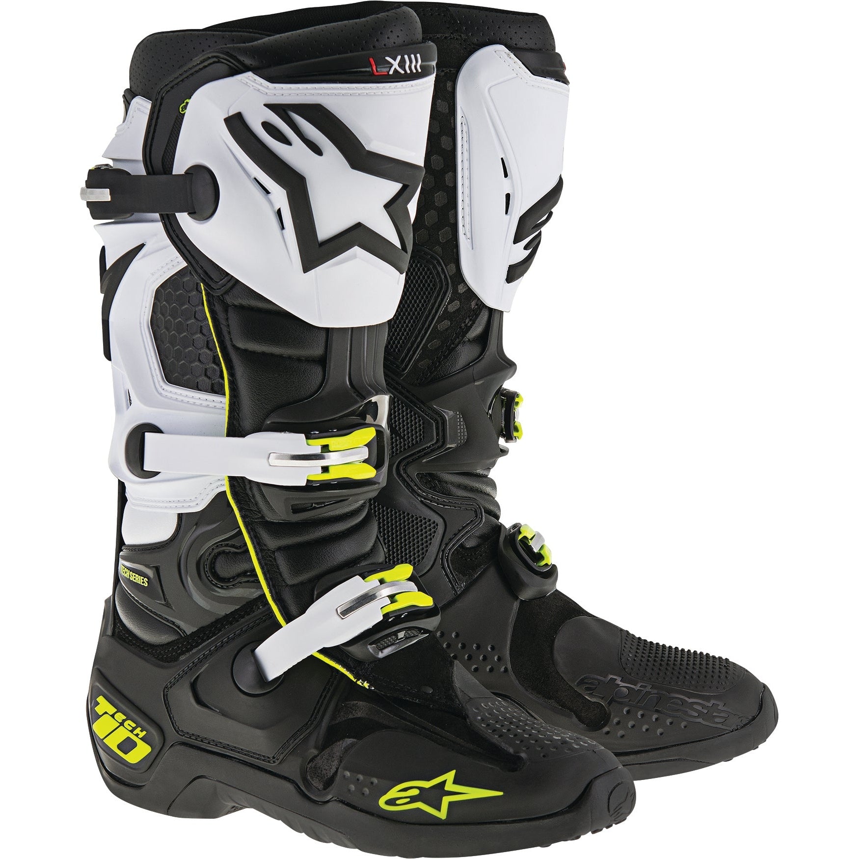ALPINESTARS TECH 10 BOOTS BLACK/WHITE SZ 14