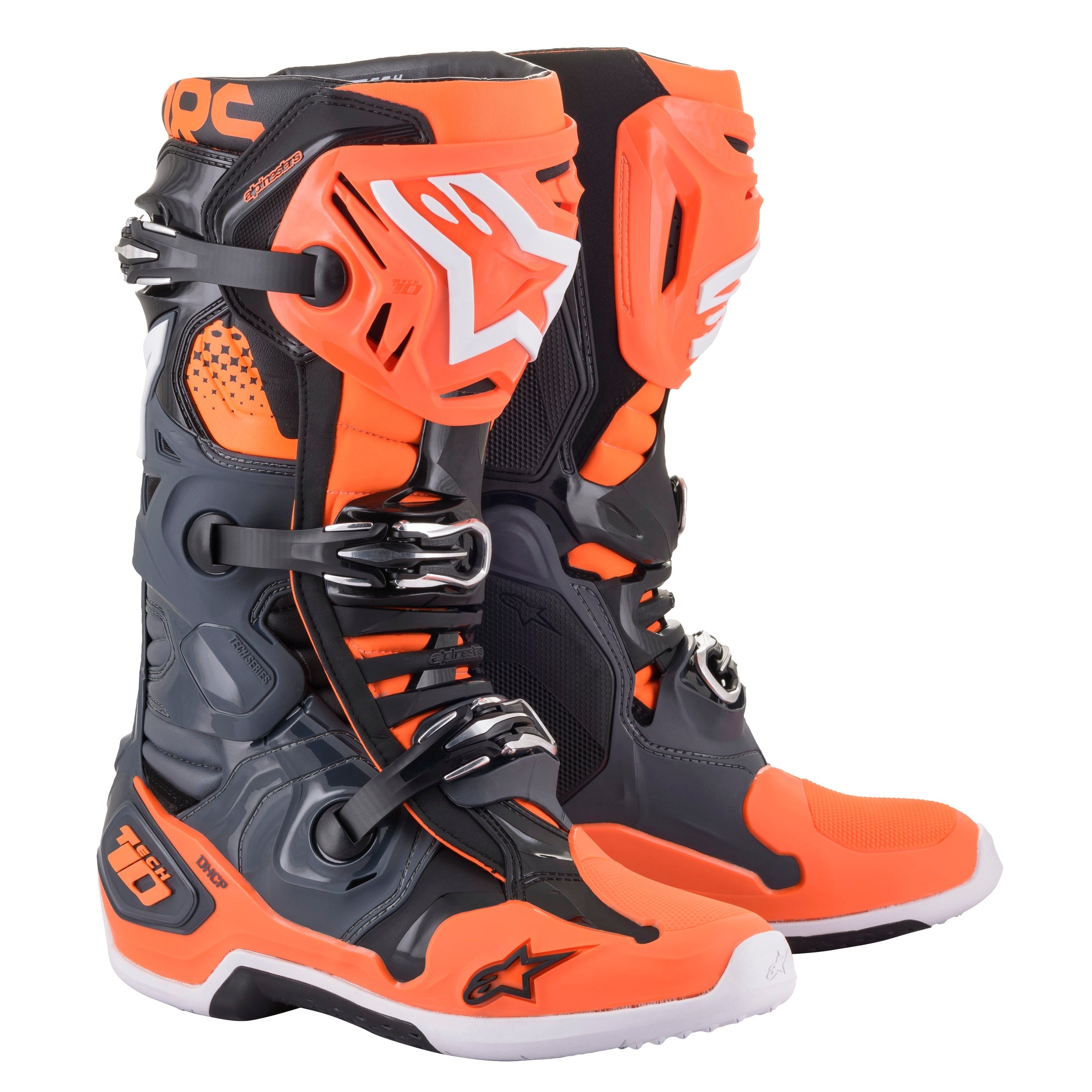 ALPINESTARS TECH 10 BOOTS COOL GREY/ORANGE FLUO SZ 11
