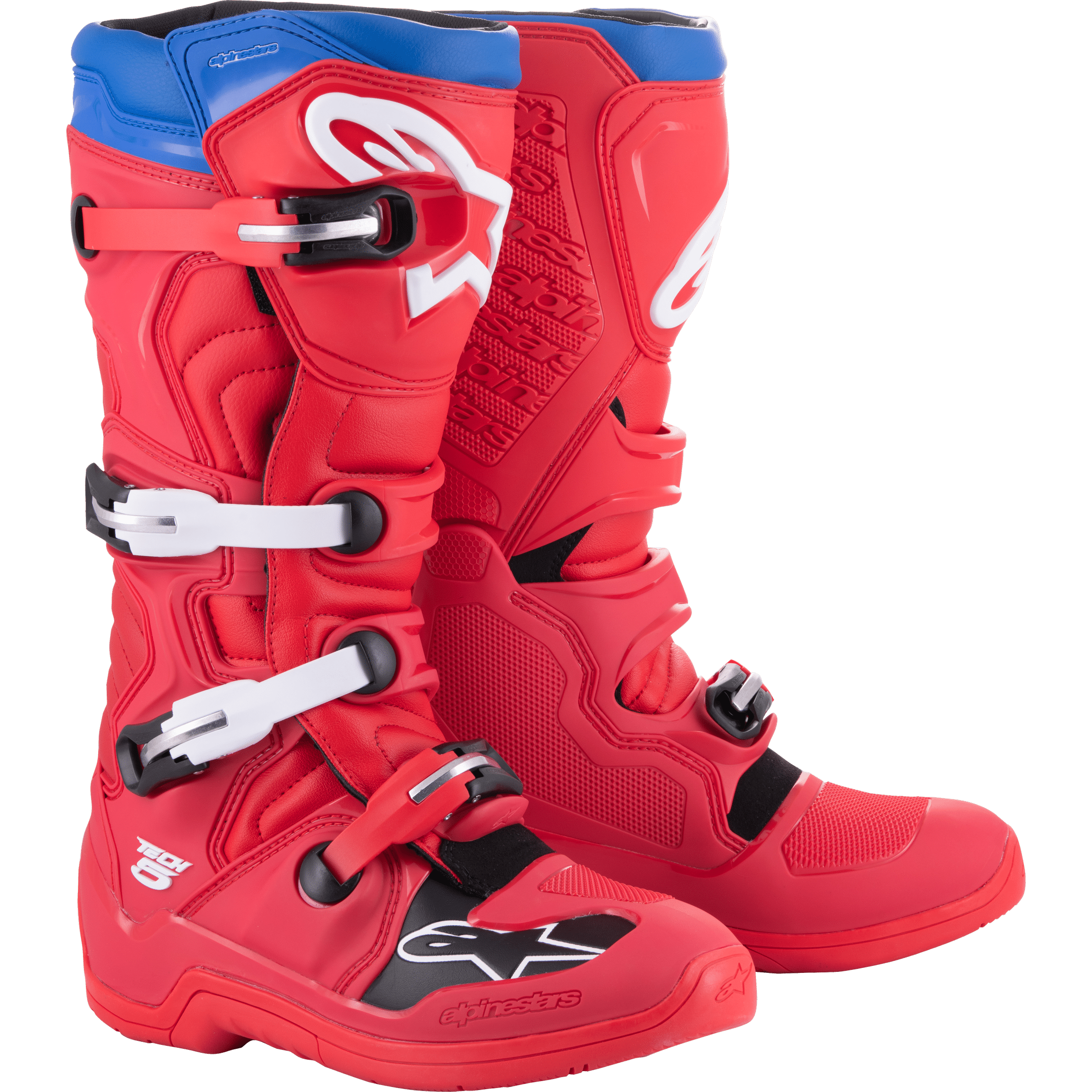 ALPINESTARS TECH 5 BOOTS BT RD/DK RD/ALPINE BLU SZ 8