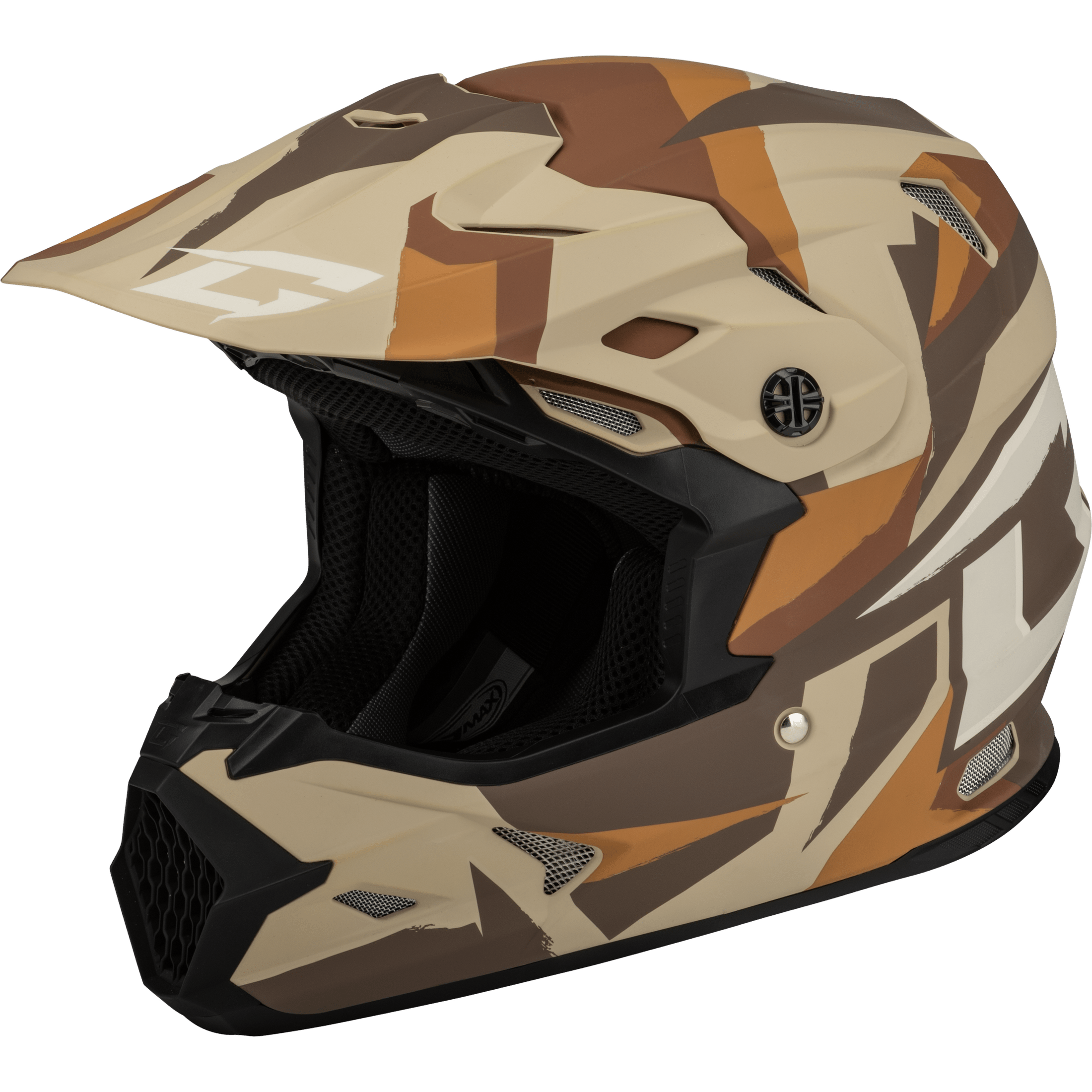 GMAX MX-96 SPLINTER HELMET MATTE BROWN/TAN/WHITE  XS