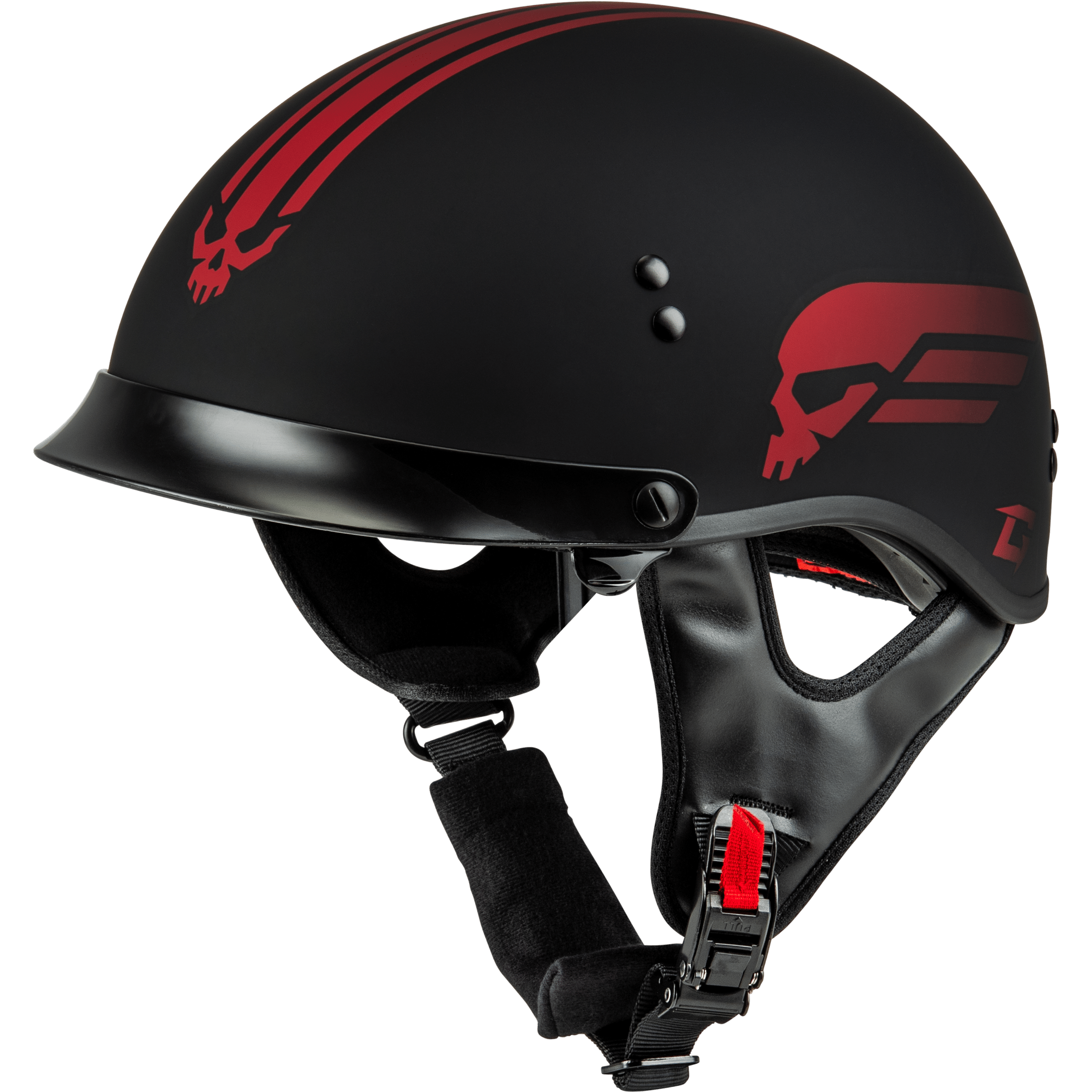 GMAX HH-65 RETRIBUTION HELMET W/PEAK MATTE BLACK/RED SM