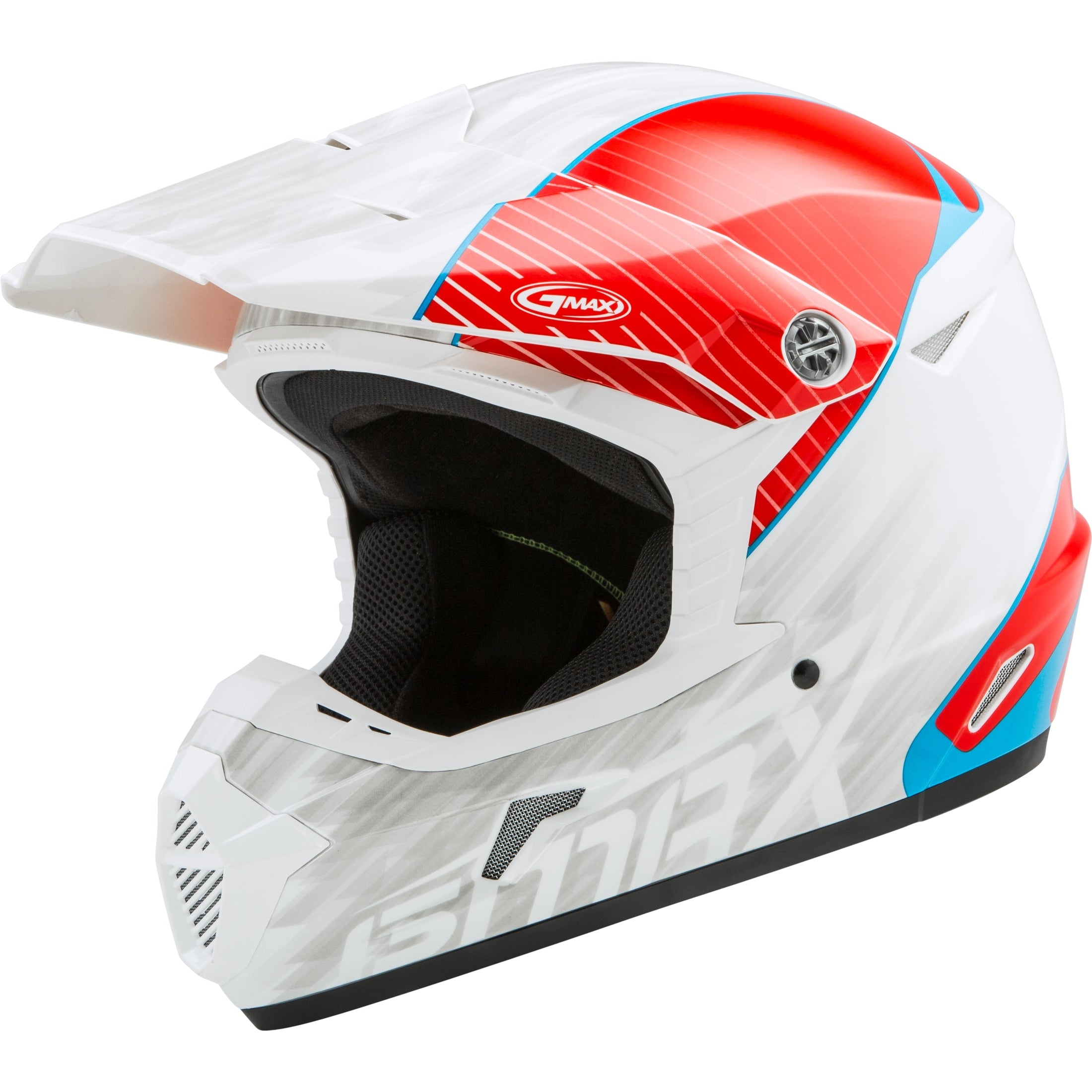 GMAX YOUTH MX-46Y OFF-ROAD COLFAX HELMET WHITE/RED/BLUE YS