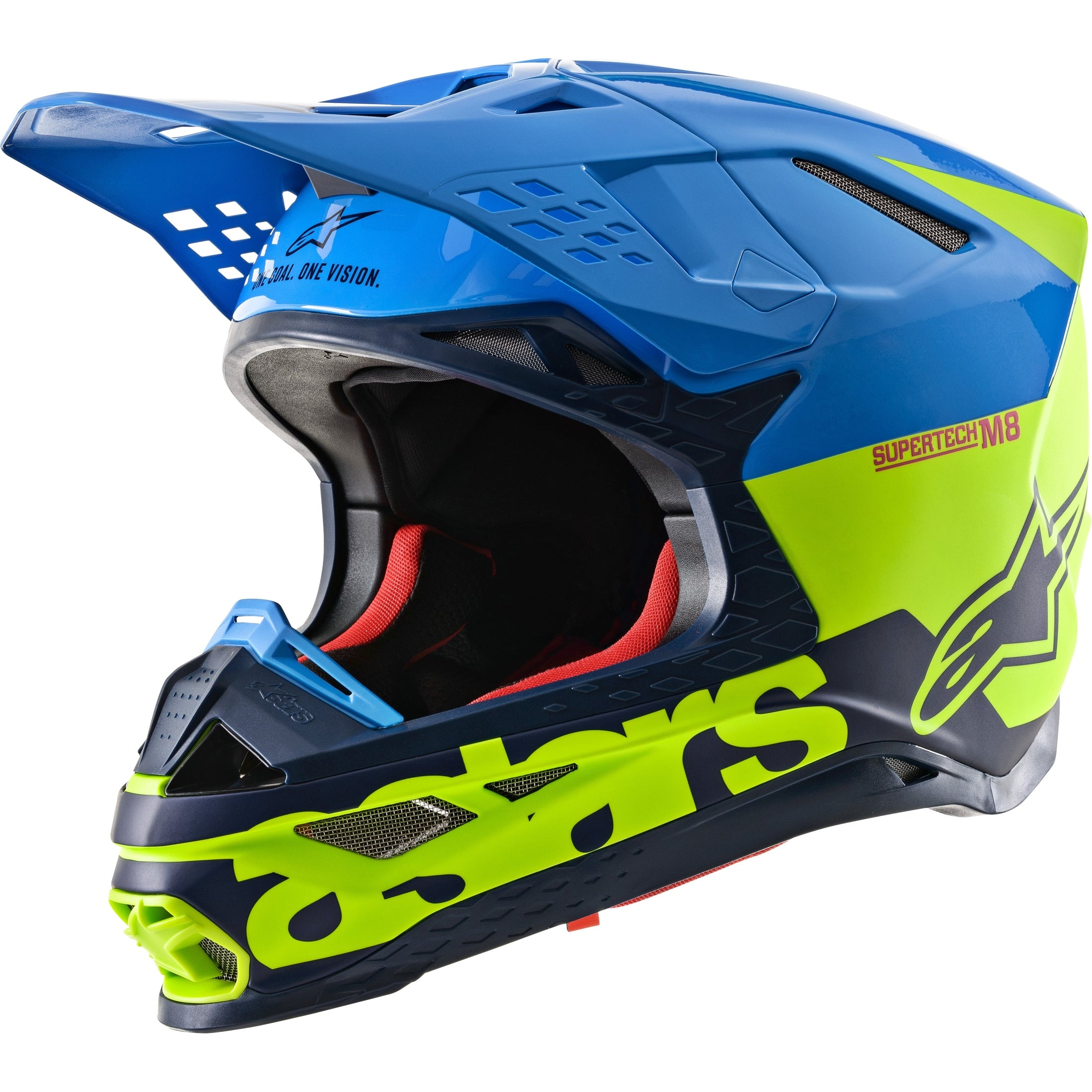 ALPINESTARS S.TECH S-M8 RADIUM HELMET AQUA/YELLOW FLUO/NAVY LG