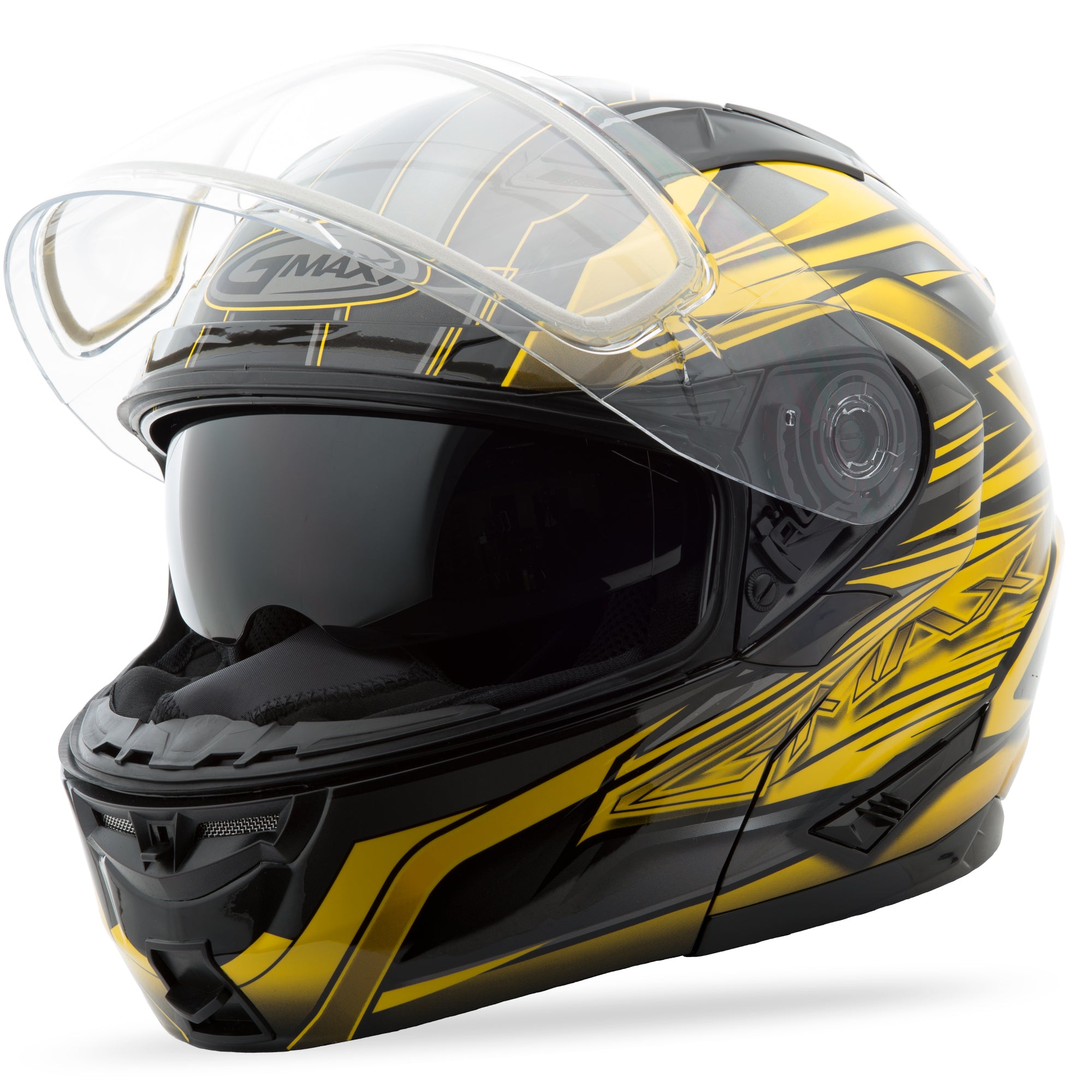 GMAX GM-64S MODULAR CARBIDE SNOW HELMET BLACK/YELLOW 3X