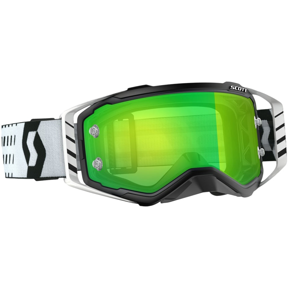 SCOTT PROSPECT GOGGLE BLACK/WHITE W/GREEN CHROME WORKS
