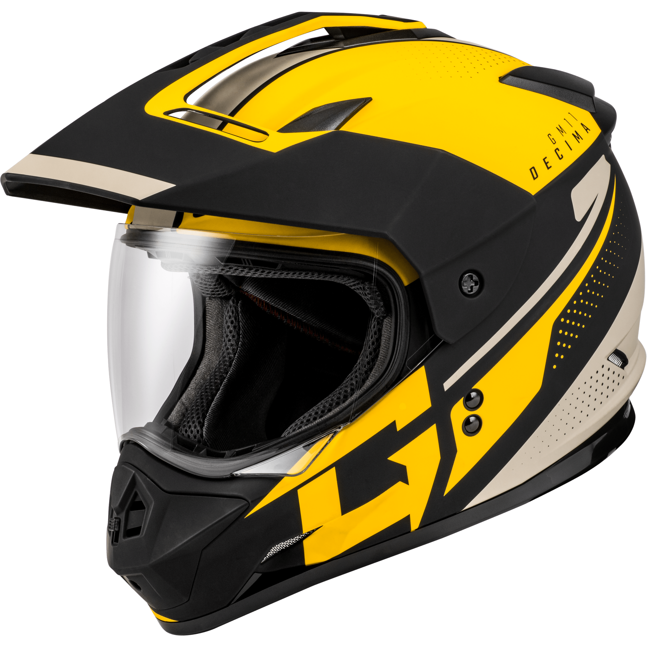GMAX GM-11 DECIMA HELMET MATTE BLACK/YELLOW/GREY XS