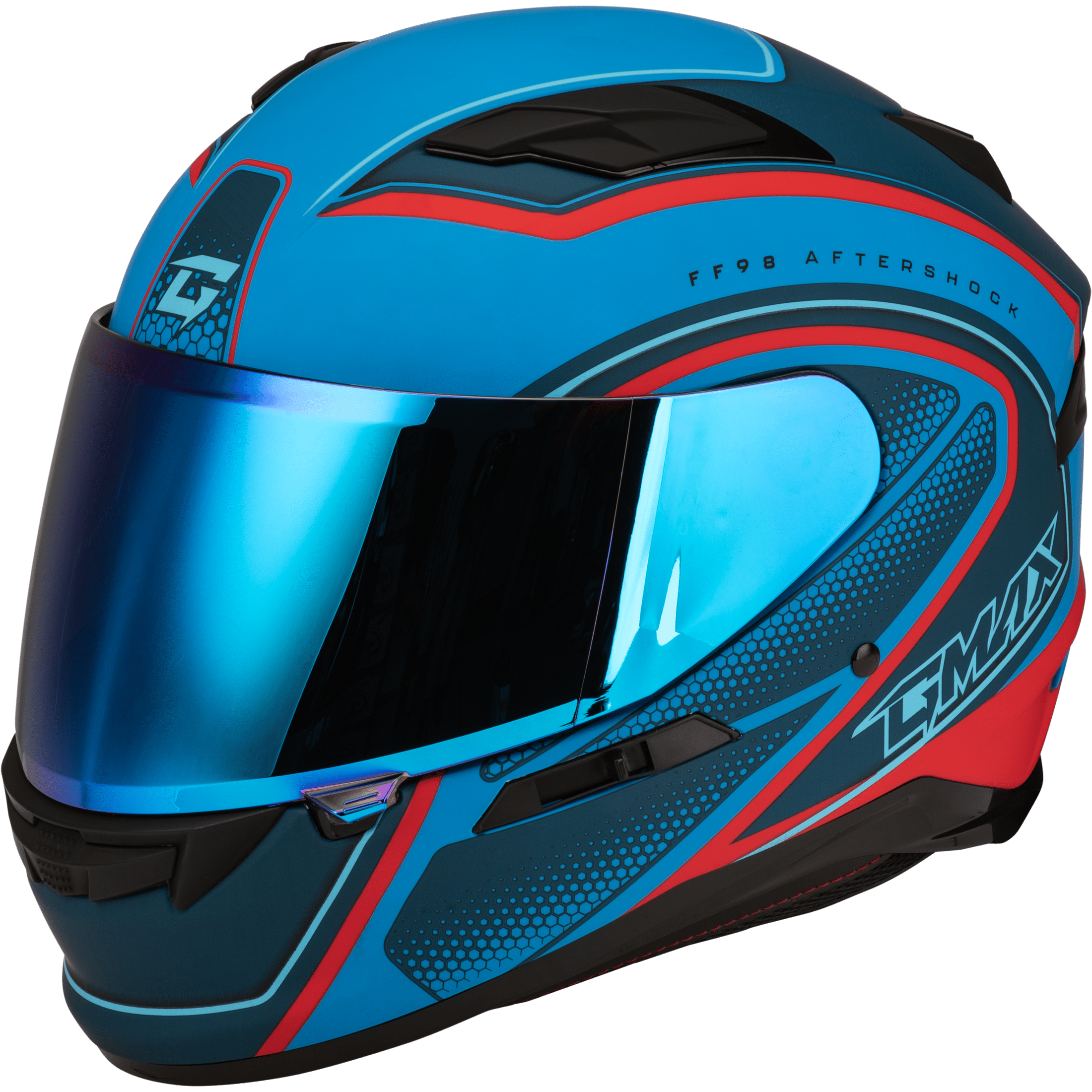 GMAX FF-98 AFTERSHOCK HELMET MATTE BLUE/RED LG