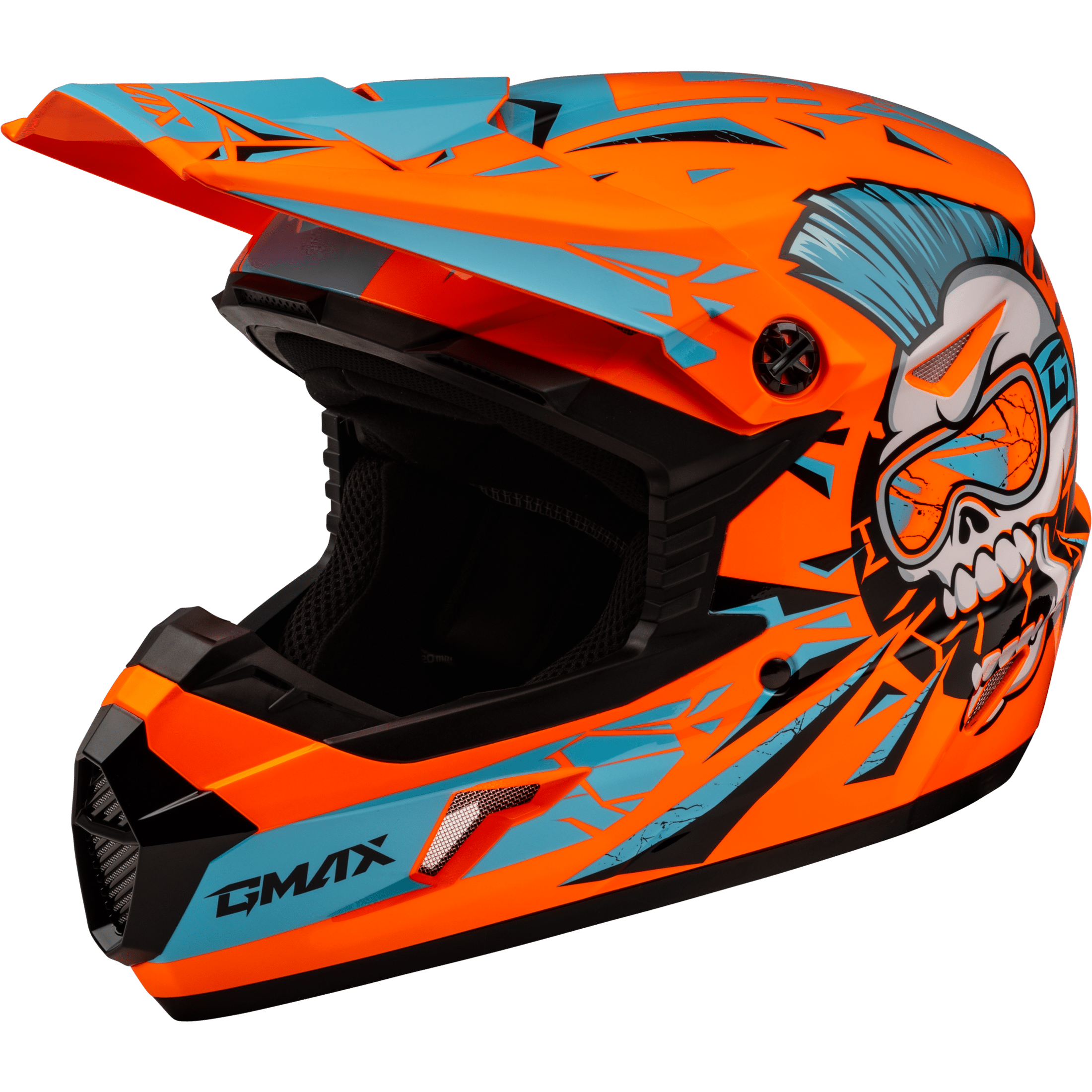 GMAX YOUTH MX-46Y UNSTABLE HELMET HI VIS ORANGE/BLUE YS