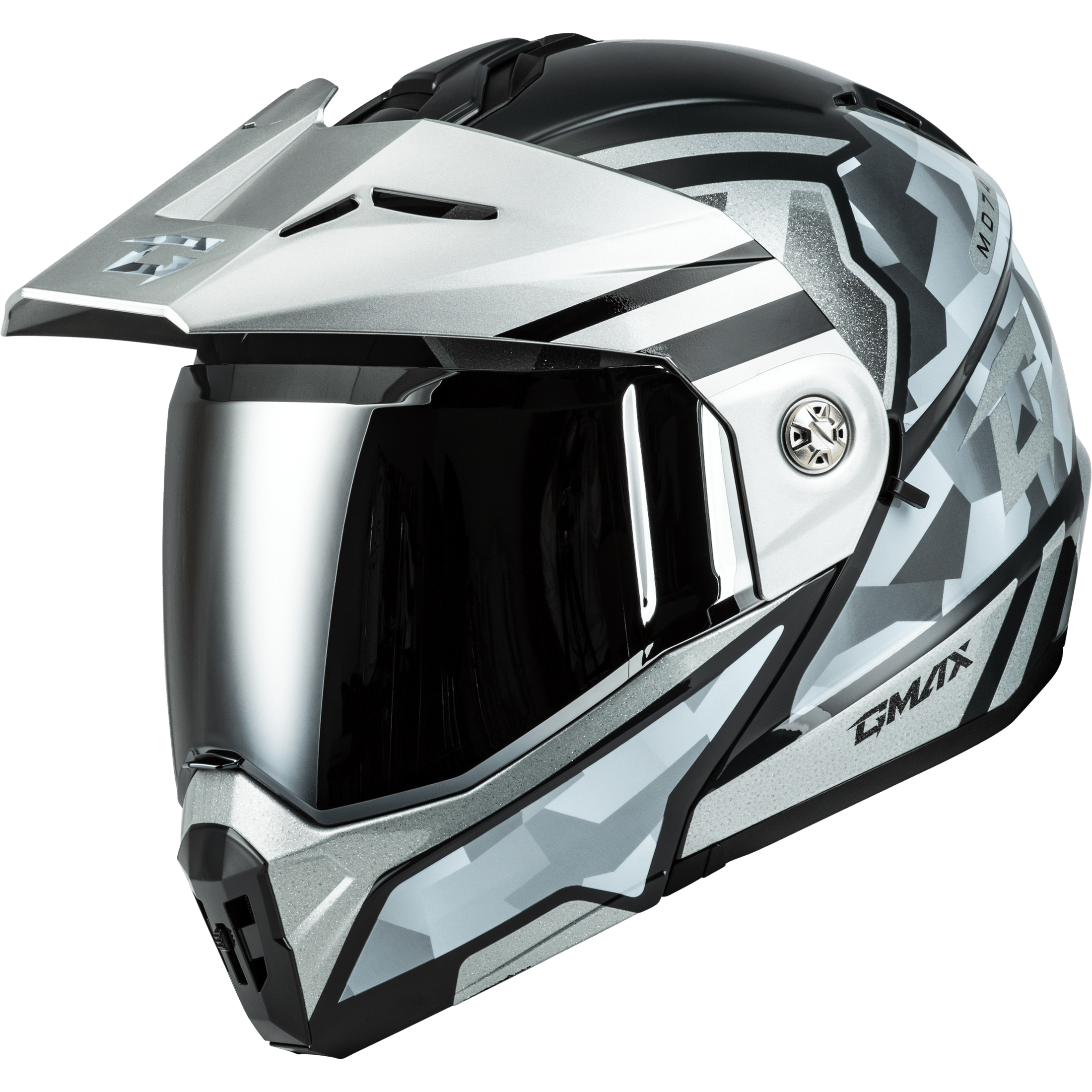 GMAX MD-74 STRIKER MODULAR HELMET W SLVR SHIELD SLVR/BLU MTLC XL