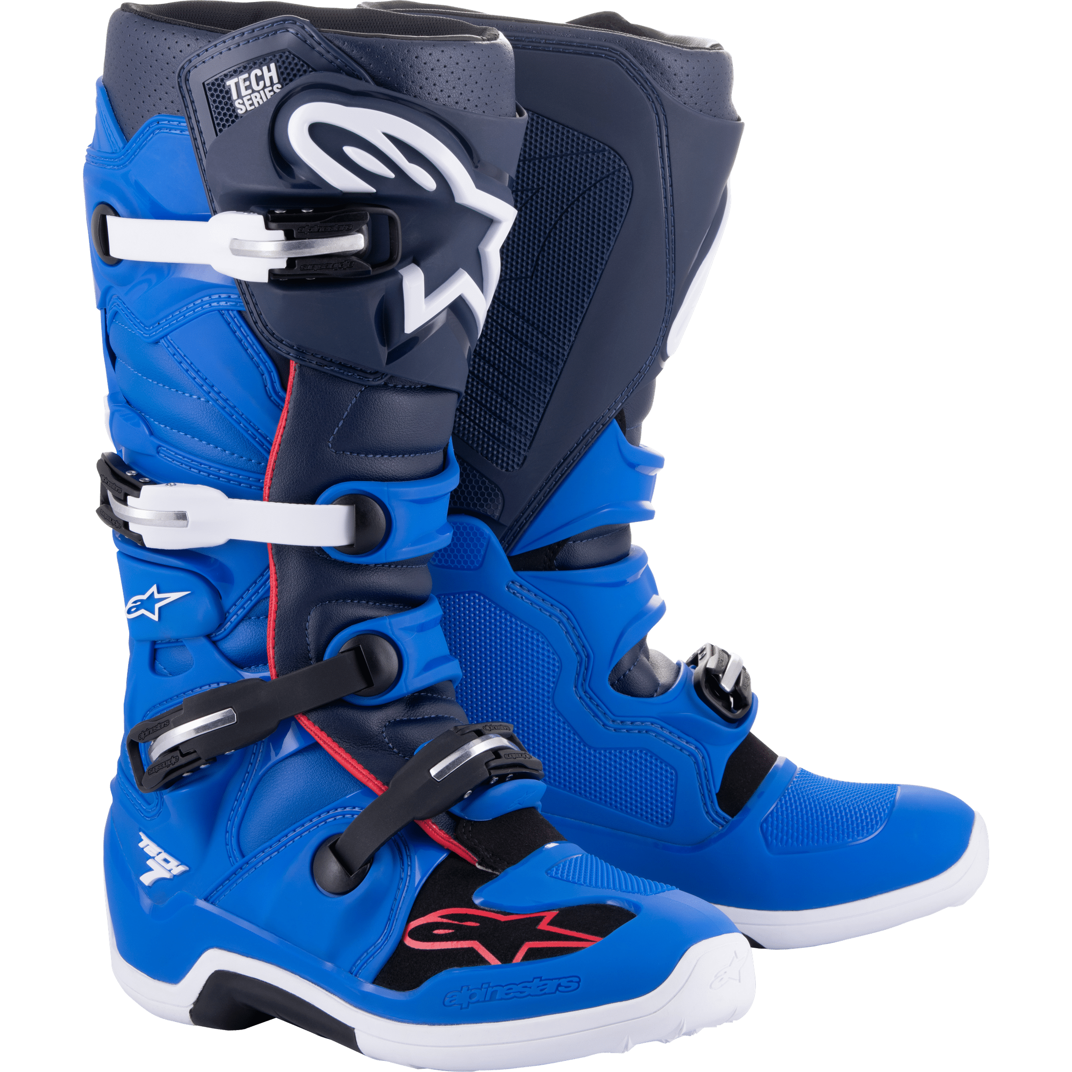 ALPINESTARS TECH 7 BOOTS ALPINE BU/NGT NVY/BT RD SZ 9
