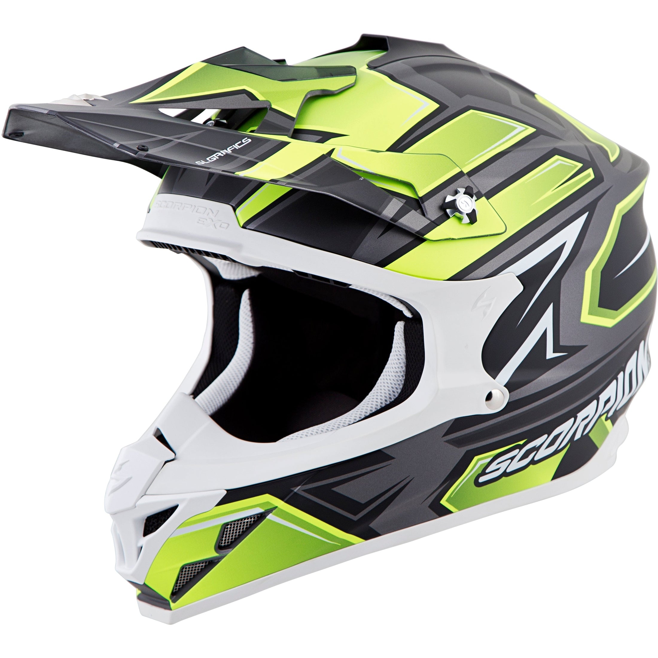 SCORPION EXO VX-35 OFF-ROAD HELMET FINNEX SILVER/NEON LG