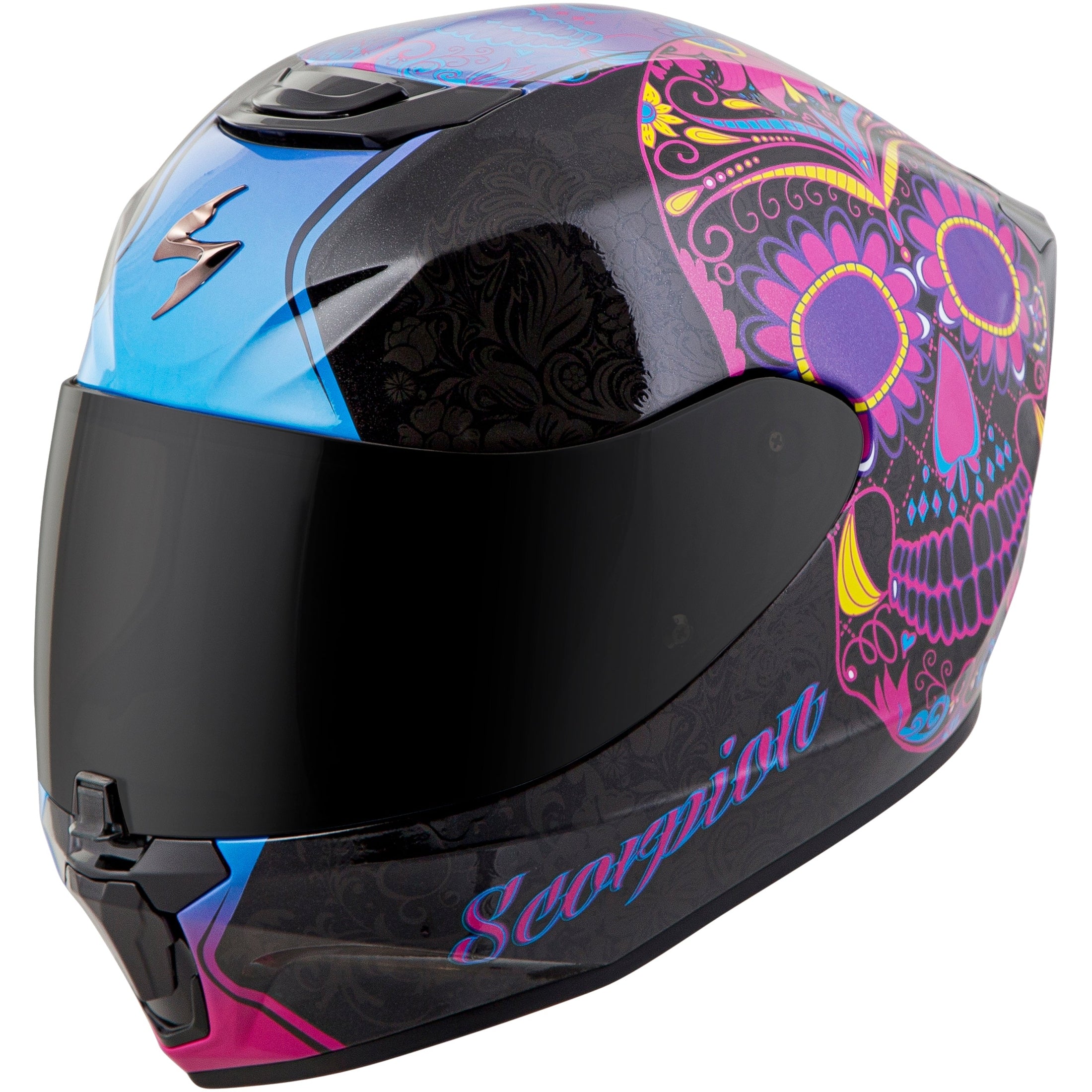 SCORPION EXO EXO-R420 FULL-FACE HELMET SUGARSKULL BLACK/PINK XS