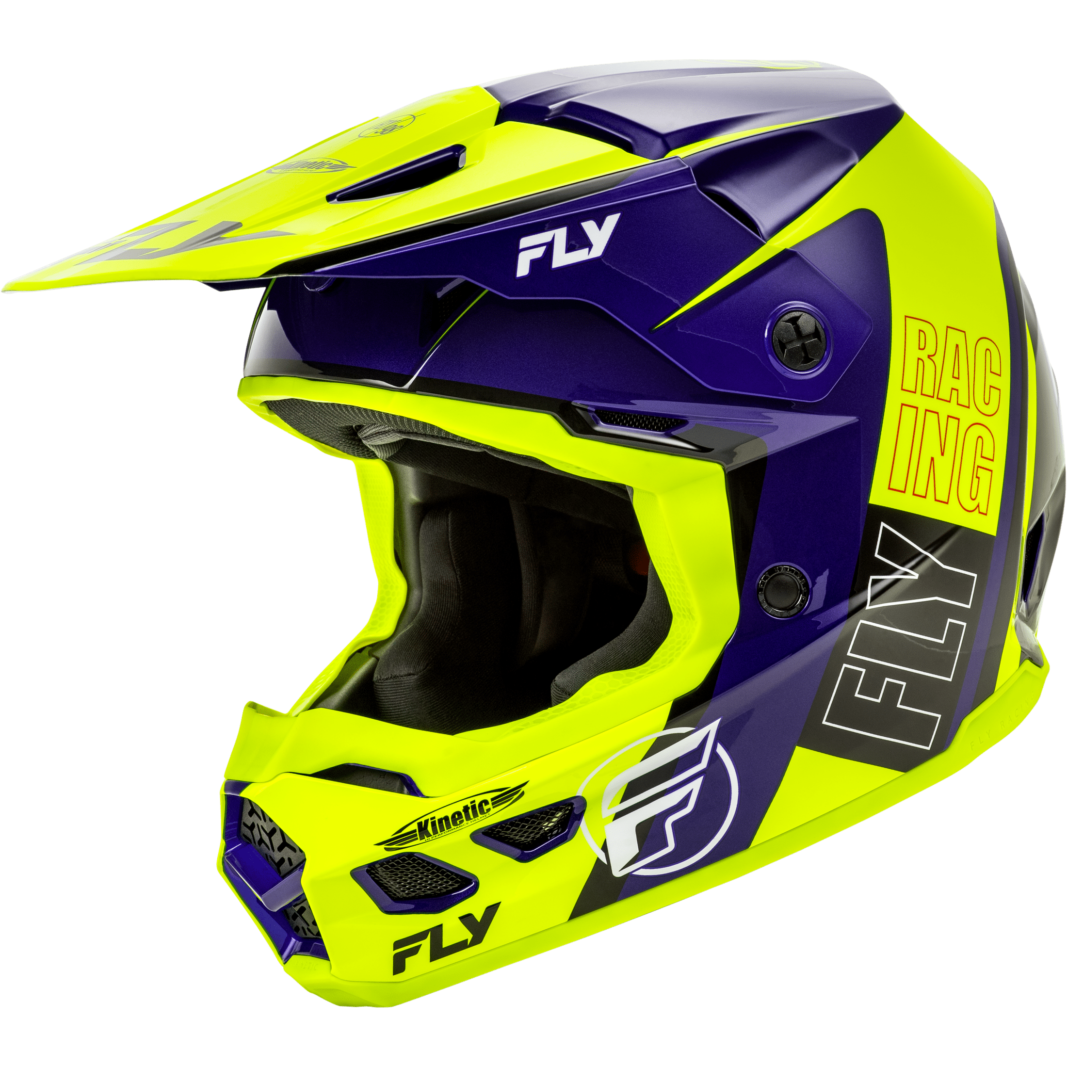 FLY RACING KINETIC RALLY HELMET HI-VIS/BLUE/BLACK MD