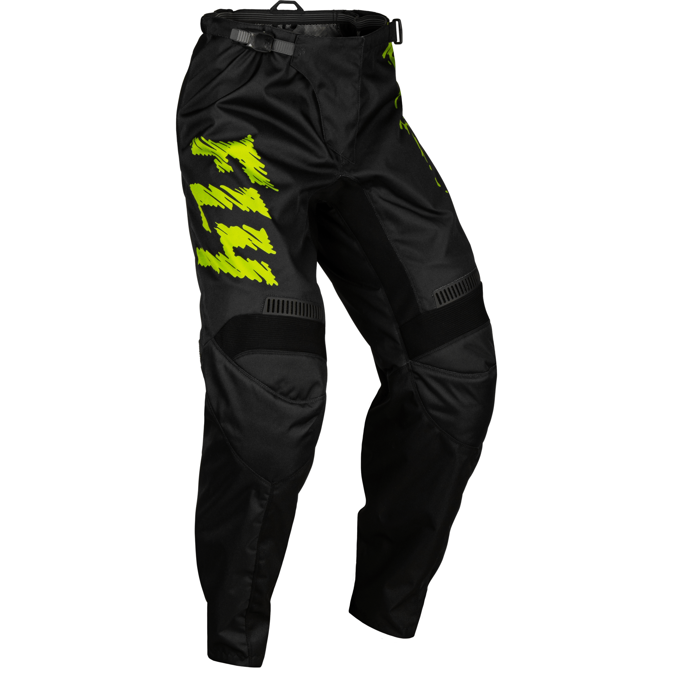 FLY RACING YOUTH F-16 PANTS BLACK/NEON GREEN/LIGHT GREY SZ