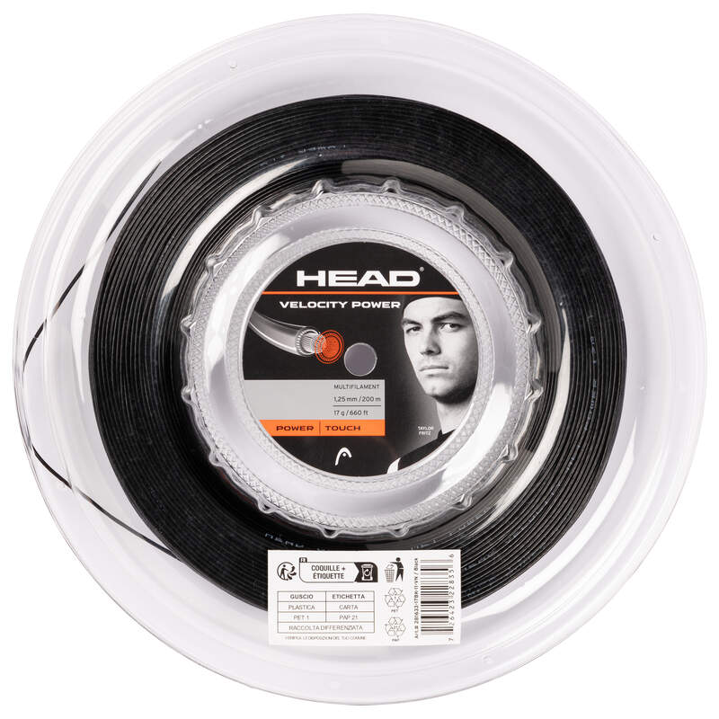 Tennis Strings Reels Velocity MLT Power(200m reel) BK Black - 17g-1.25mm Size