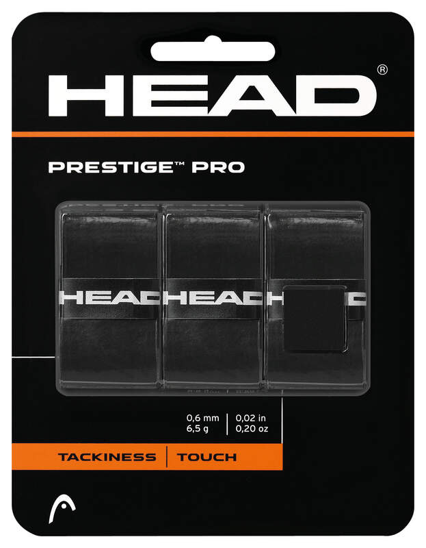 Tennis Grips HEAD Prestige Pro Overwrap Overgrip BK Black - 6.5g-0.6mm Size