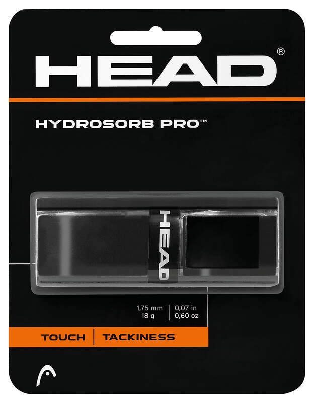 Tennis Grips HEAD Replacement HydroSorb Pro BK Black - 18g-1.75mm Size