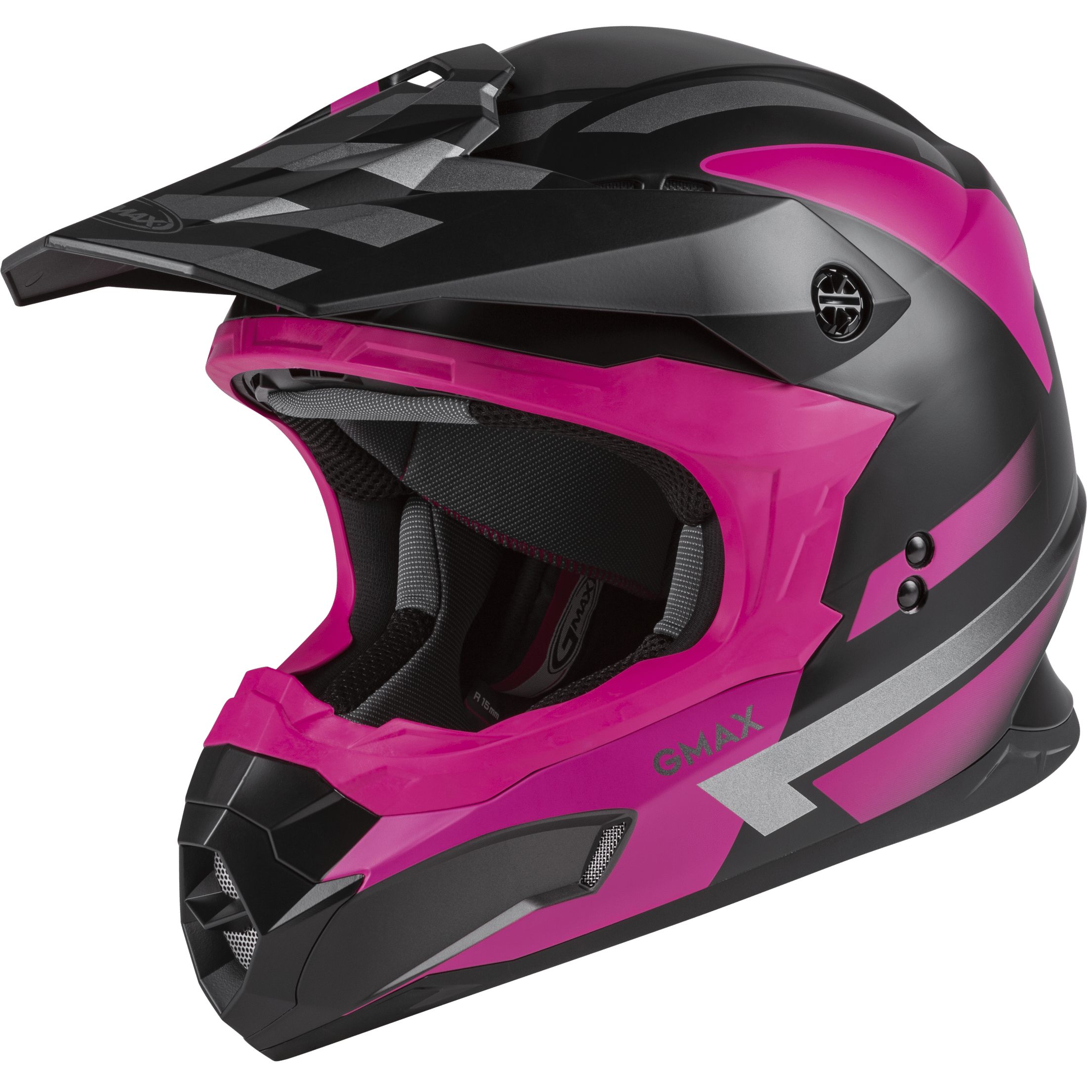 GMAX MX-86 OFF-ROAD FAME HELMET MATTE BLACK/PINK/SILVER SM