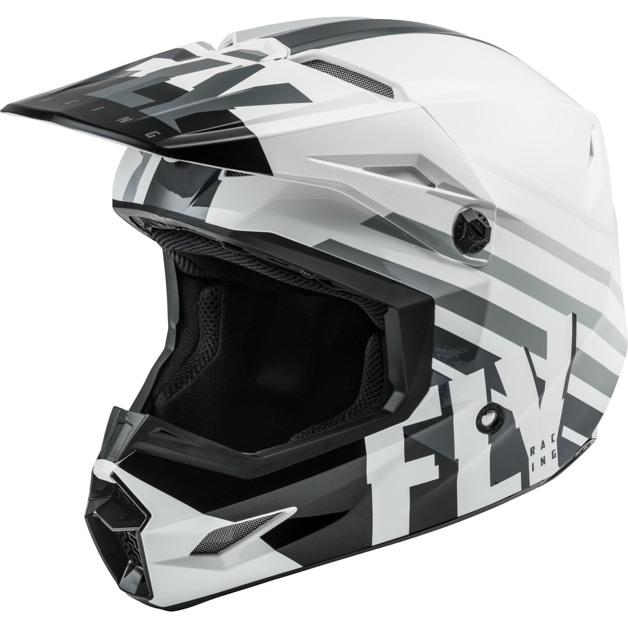 FLY RACING YOUTH KINETIC THRIVE HELMET WHITE/BLACK/GREY YL