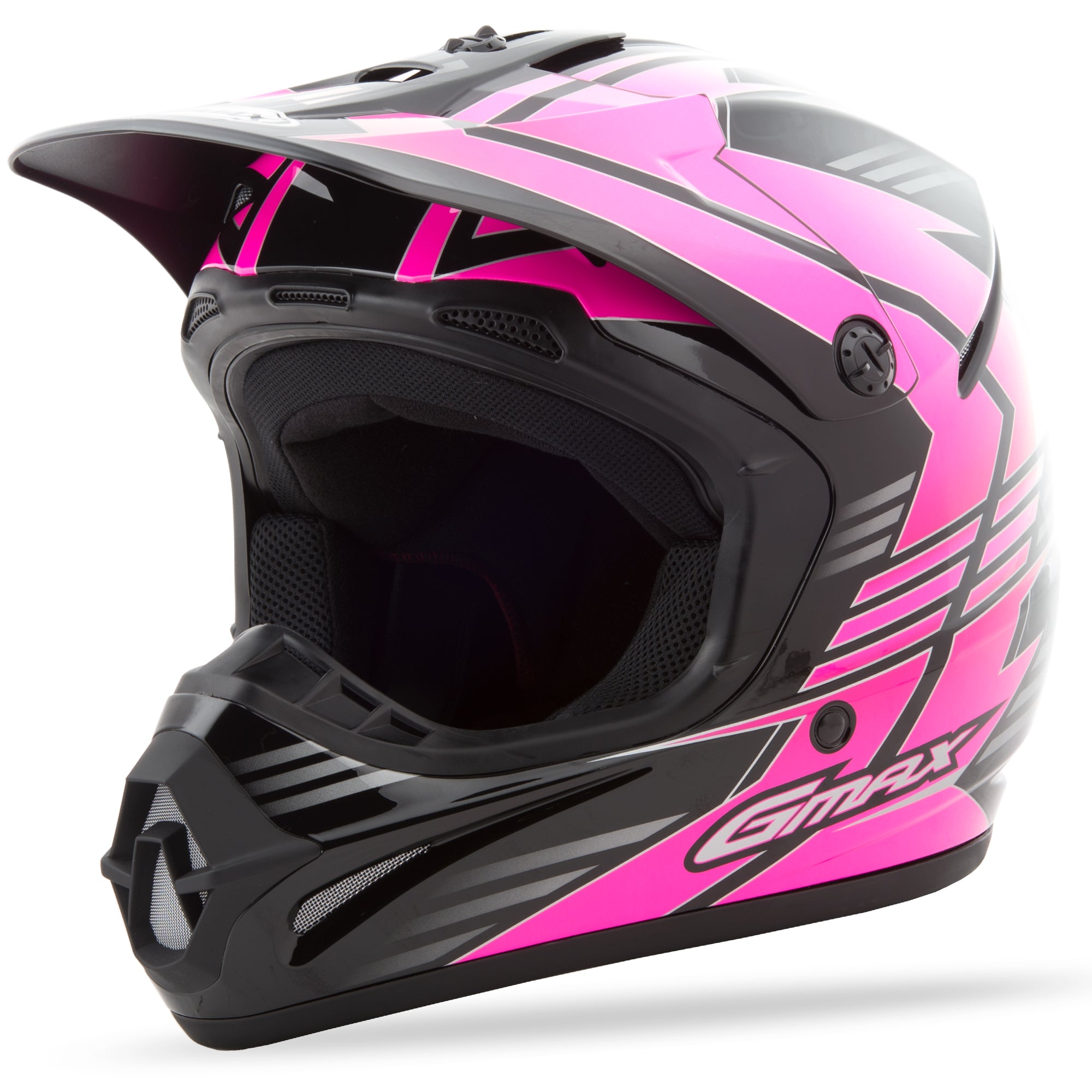 GMAX GM-46.2X RACE HELMET BLACK/HI-VIS PINK M