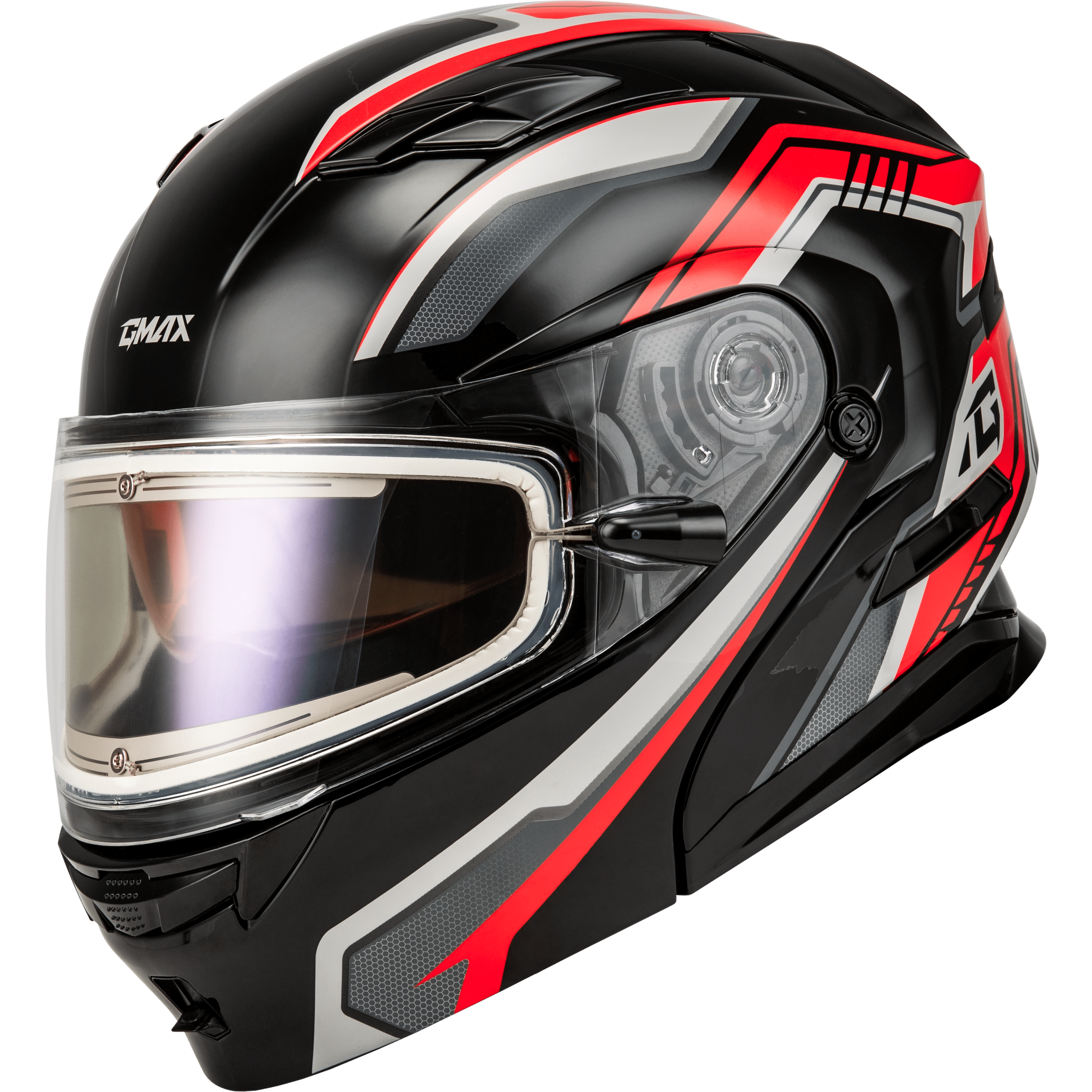GMAX MD-01S TRANSISTOR SNOW HELMET W ELECTRIC SHIELD BLACK/RED XL
