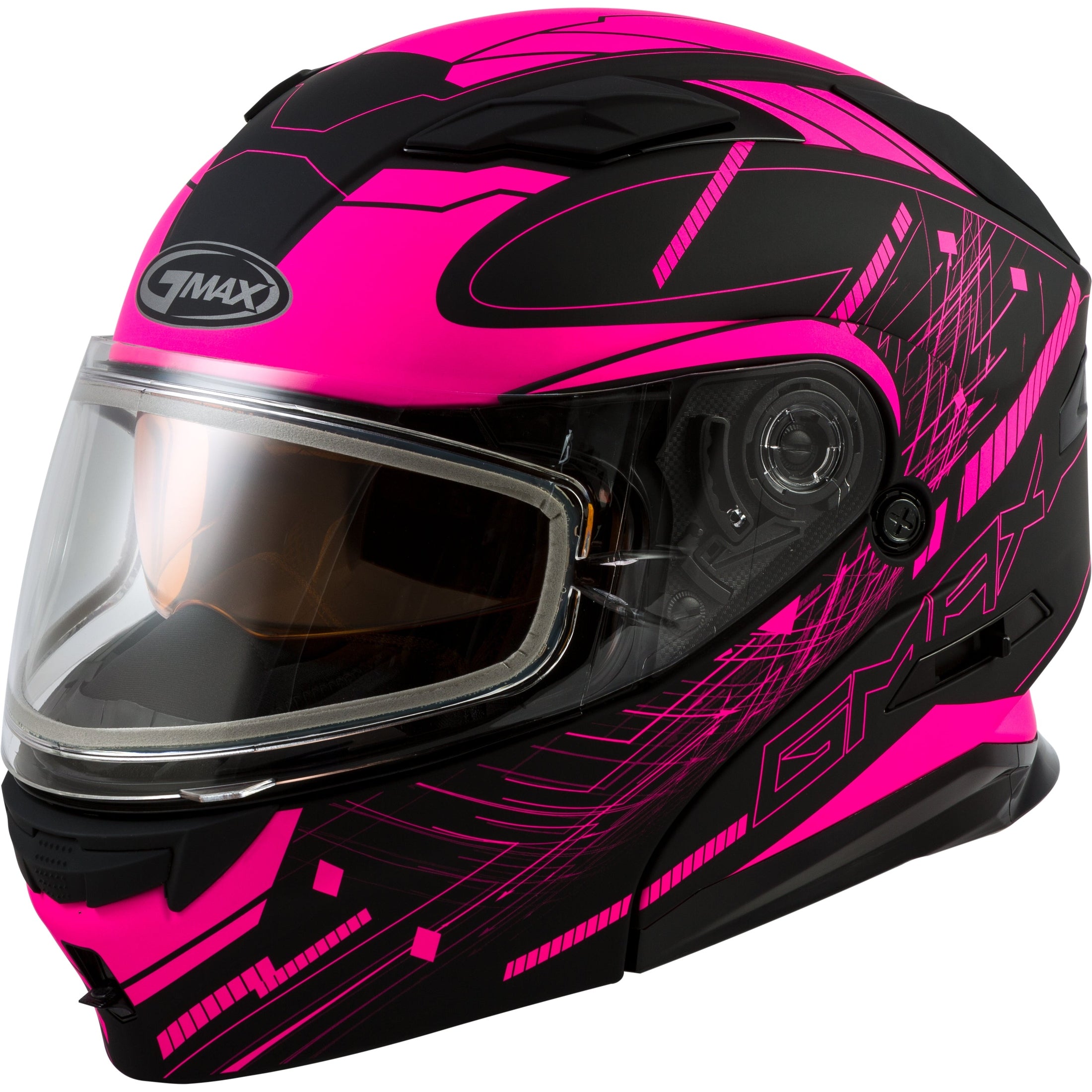 GMAX MD-01S MODULAR WIRED SNOW HELMET BLACK/PINK MD