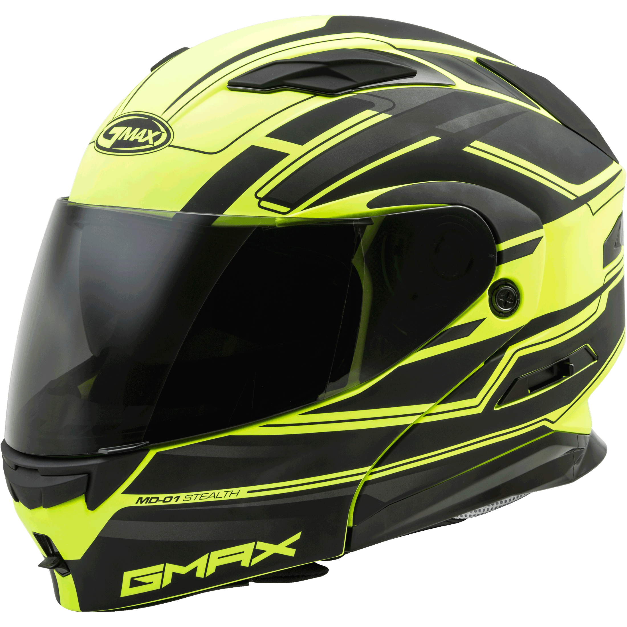 GMAX MD-01 MODULAR STEALTH HELMET MATTE BLACK/HI-VIS YELLOW XL
