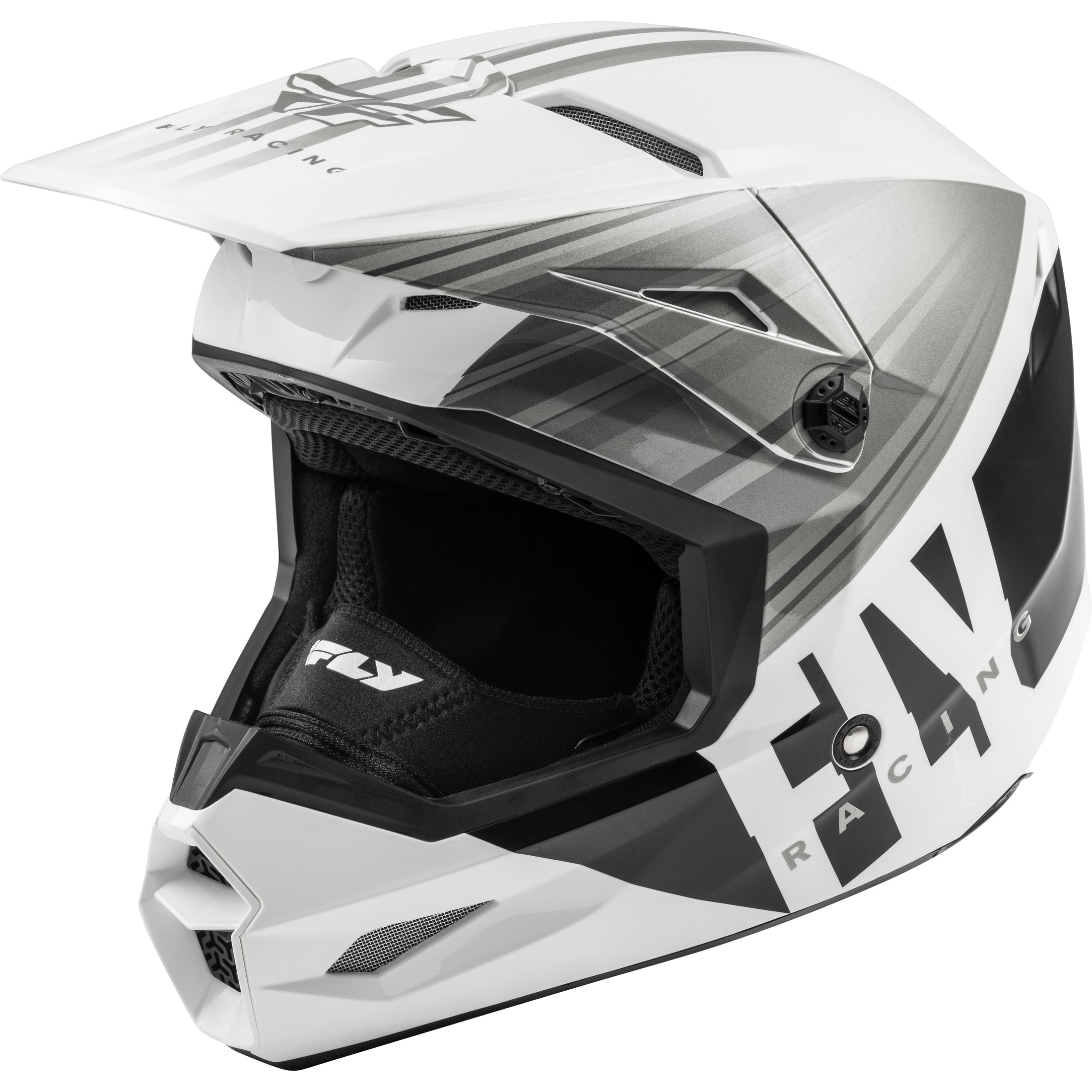 FLY RACING KINETIC COLD WEATHER HELMET WHITE/GREY/BLACK LG