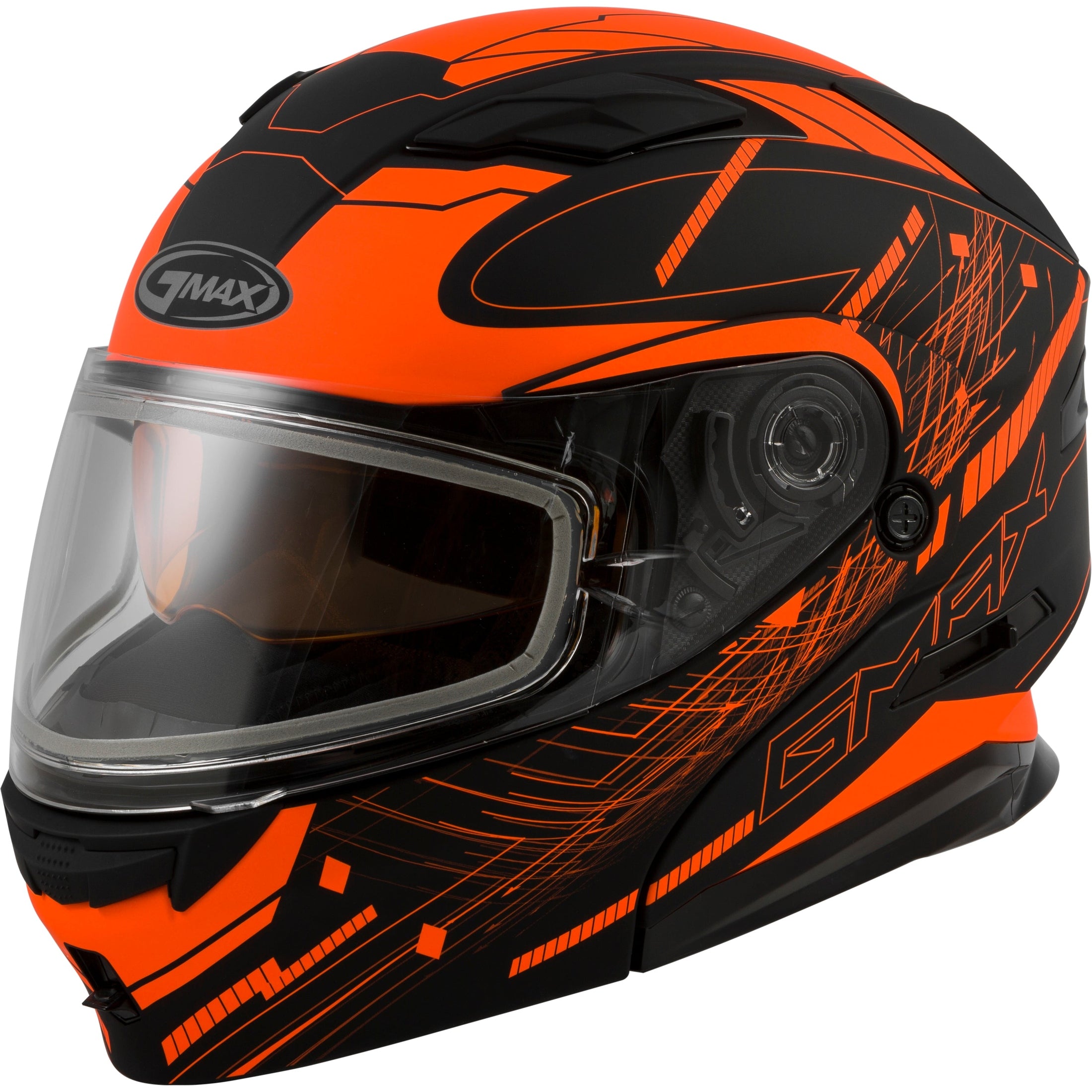 GMAX MD-01S MODULAR WIRED SNOW HELMET BLACK/NEON ORANGE SM