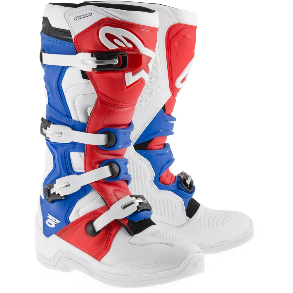 ALPINESTARS TECH 5 BOOTS WHITE/RED/BLUE SZ 14