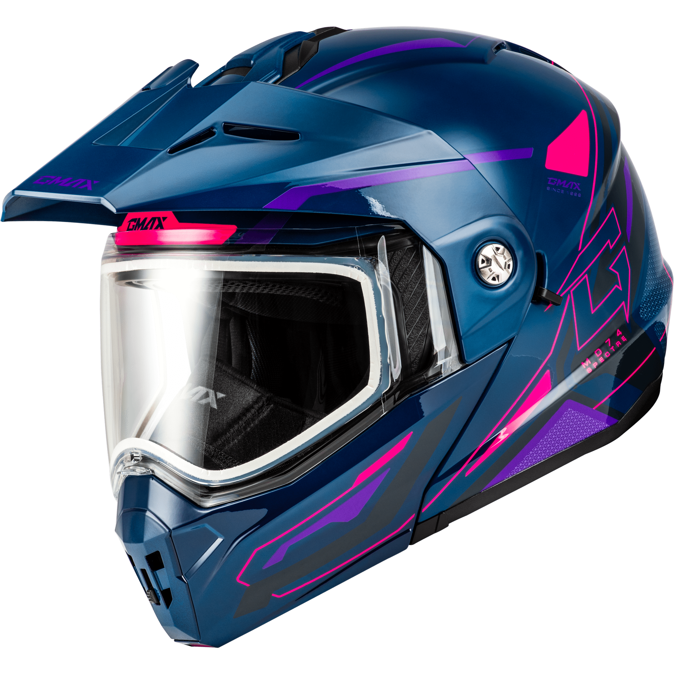 GMAX MD-74S SPECTRE SNOW HELMET BLUE/PINK/PURPLE XL