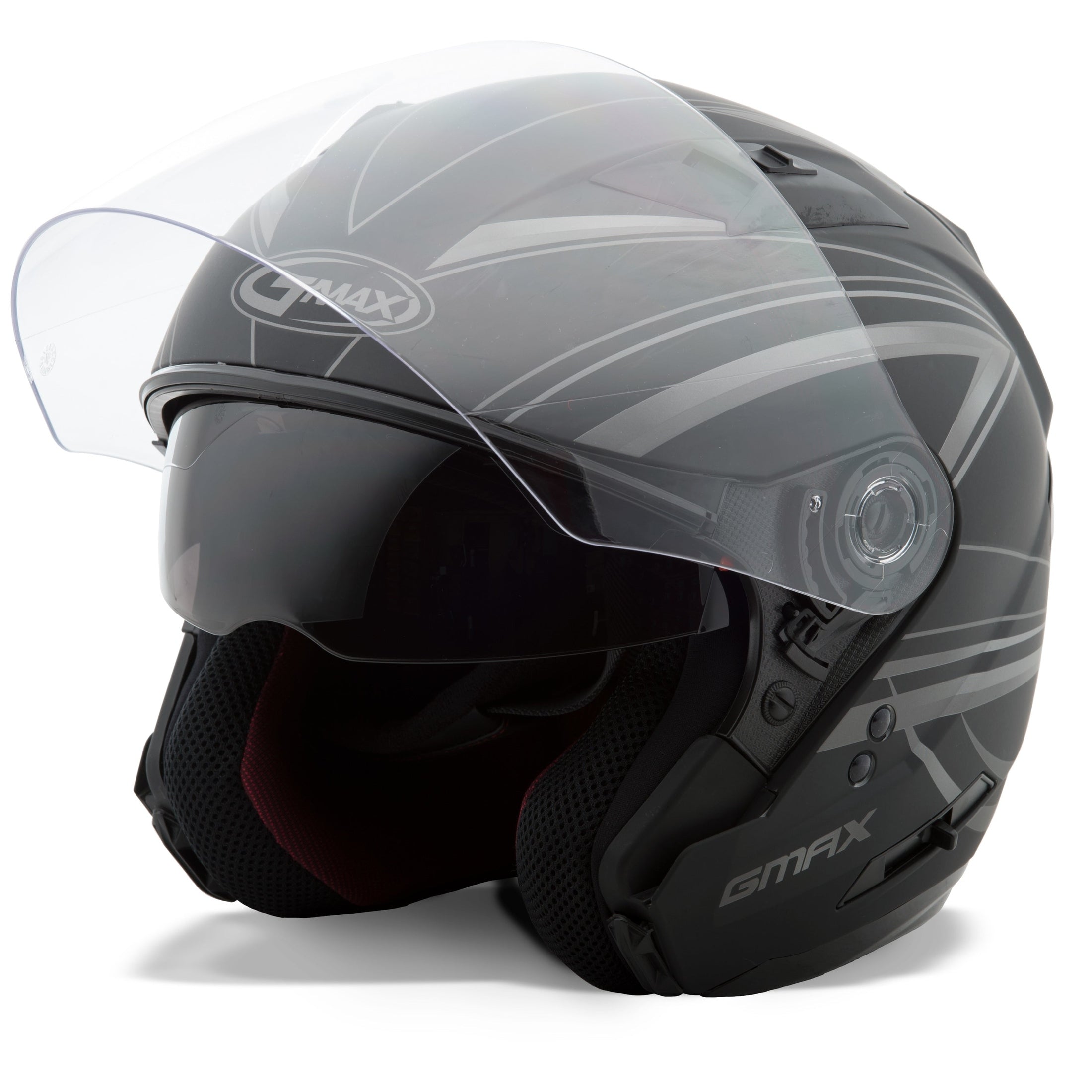 GMAX OF-77 OPEN-FACE DERK HELMET MATTE BLACK/SILVER 3X
