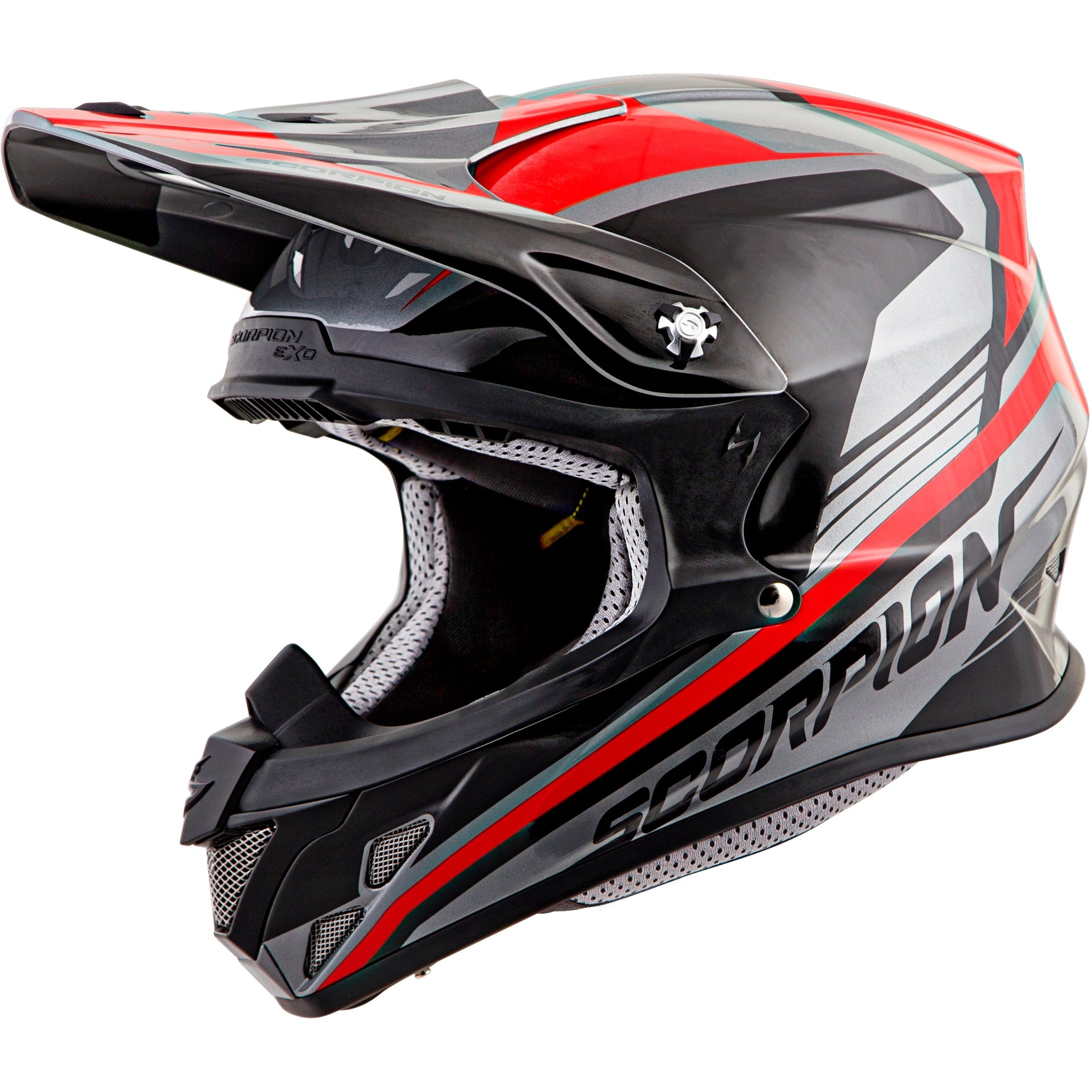SCORPION EXO VX-R70 OFF-ROAD HELMET ASCEND SILVER/RED MD